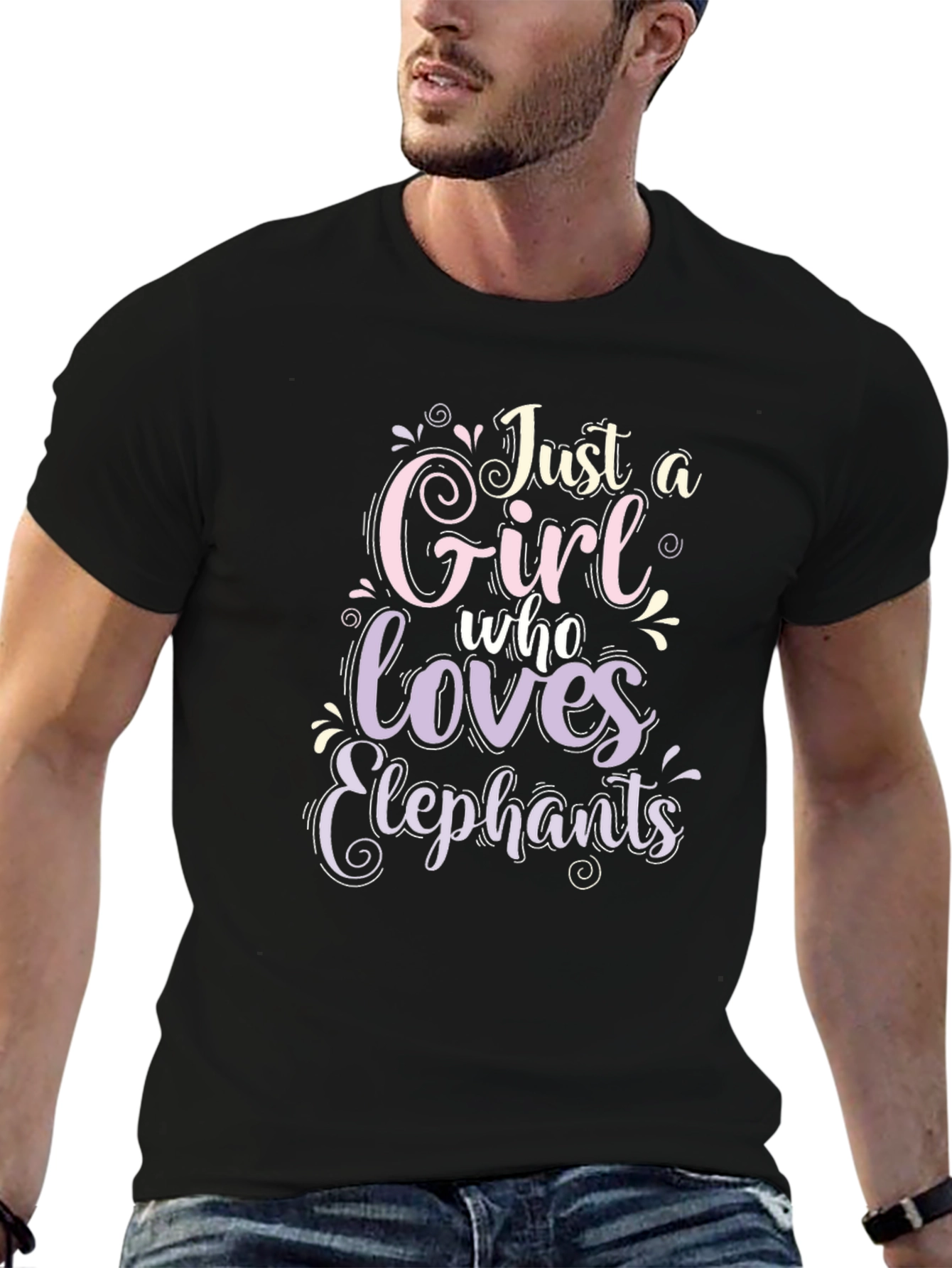 Just A Girl Who Loves Elephants Black T-Shirt