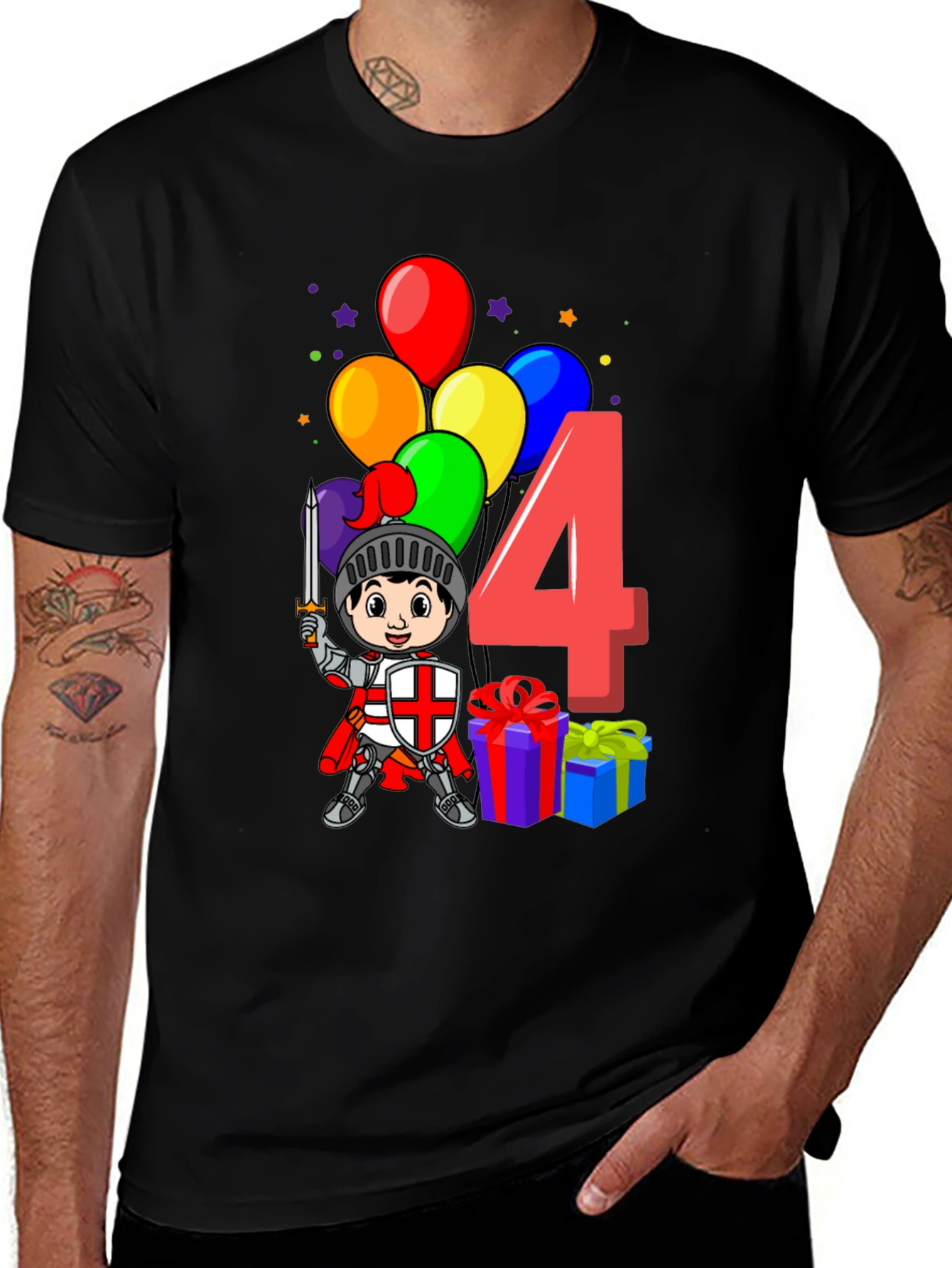 Kids Birthday Knight Number 4 T-Shirt