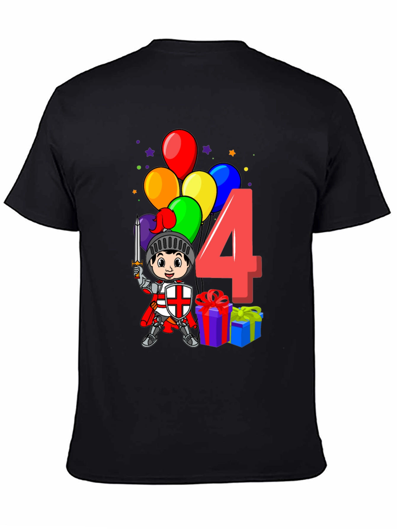 Kids Birthday Knight Number 4 T-Shirt