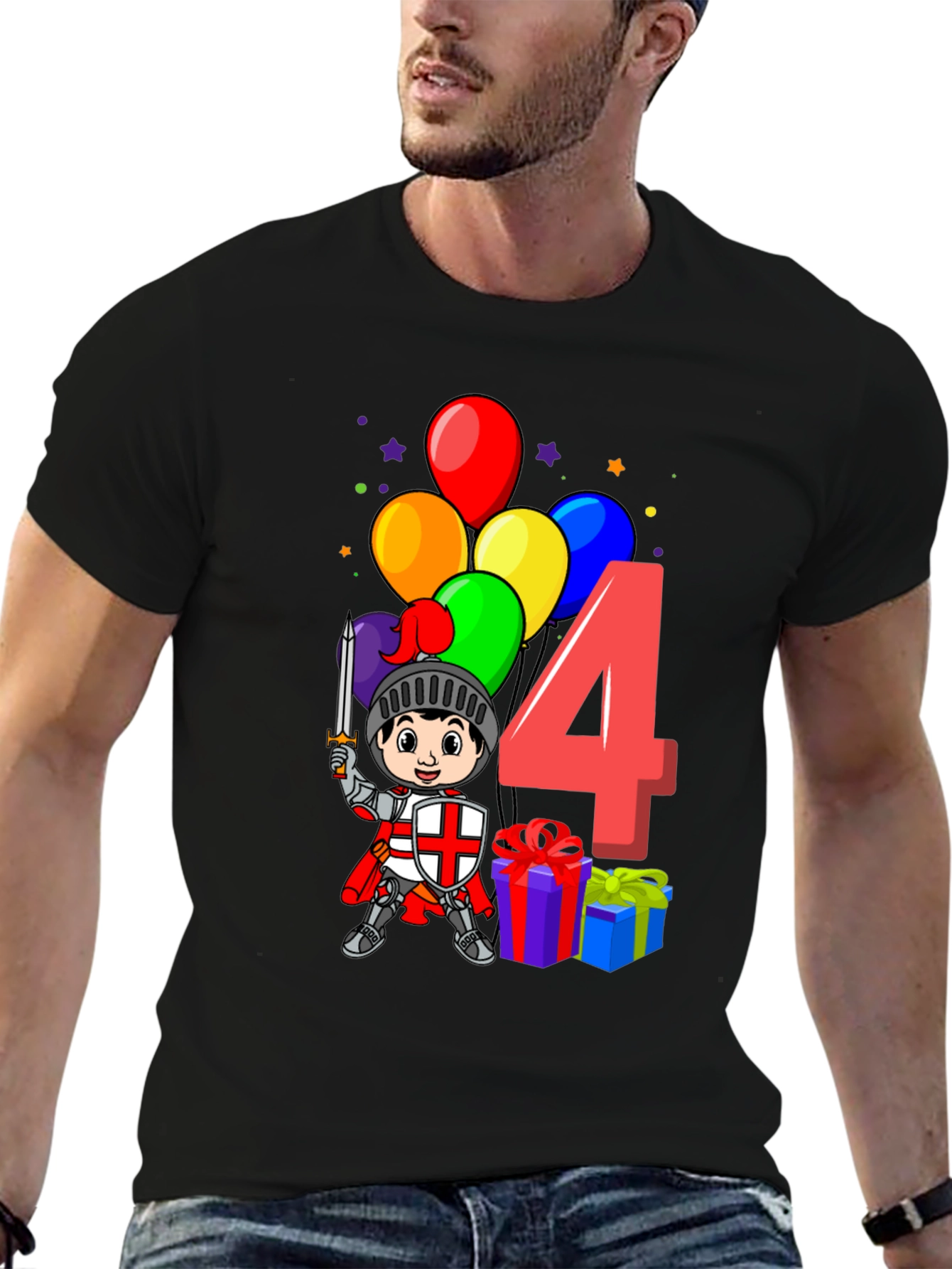 Kids Birthday Knight Number 4 T-Shirt