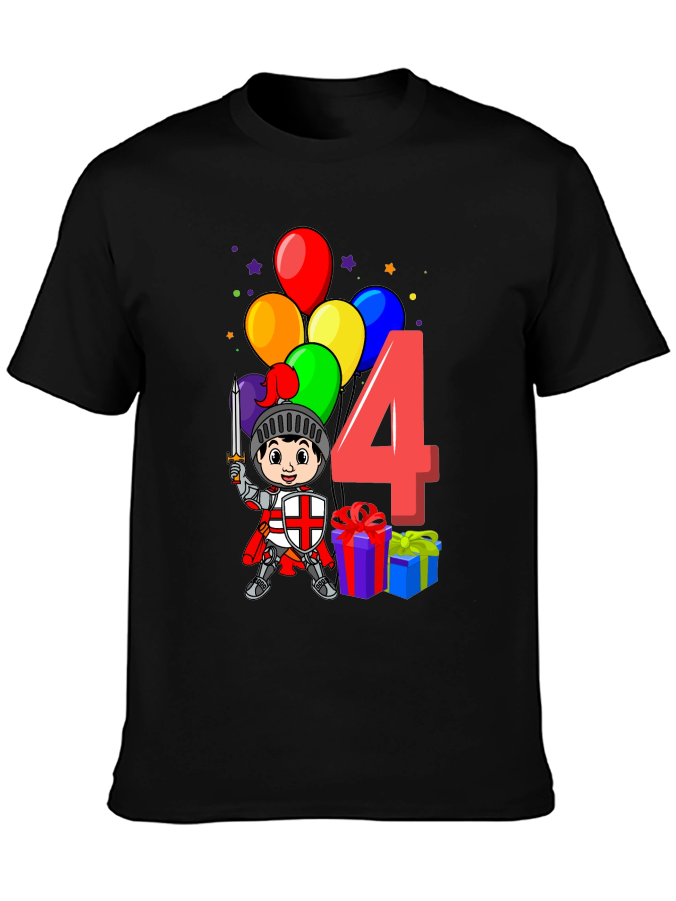 Kids Birthday Knight Number 4 T-Shirt