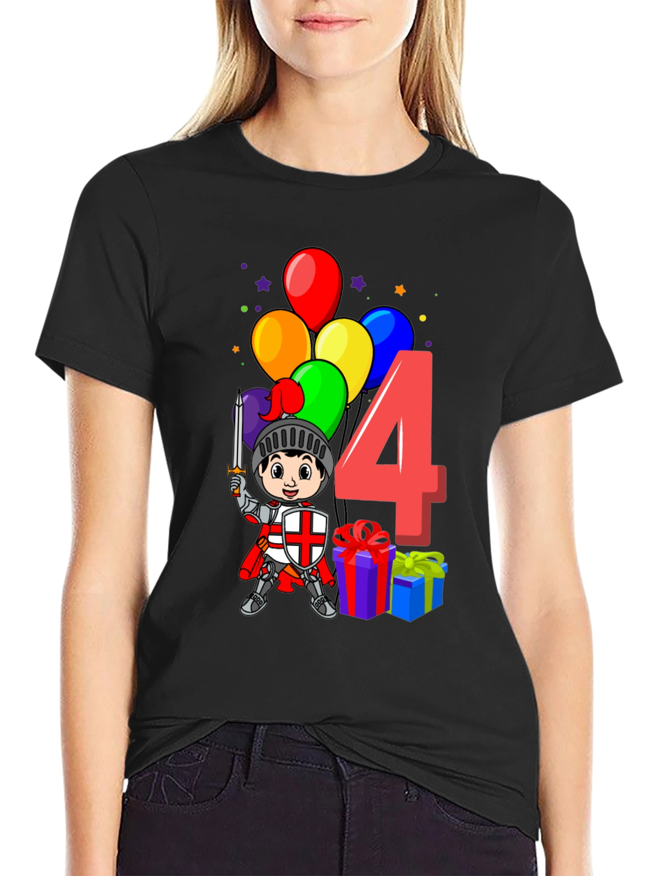 Kids Birthday Knight Number 4 T-Shirt