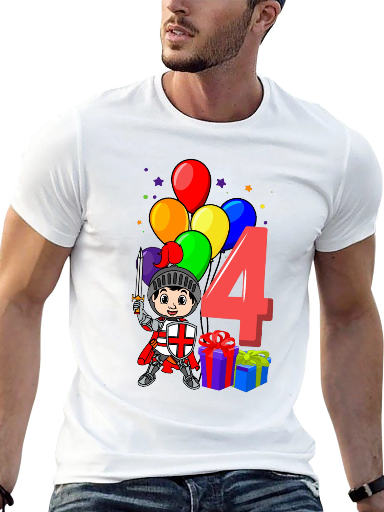 Kids Birthday Knight Number 4 T-Shirt
