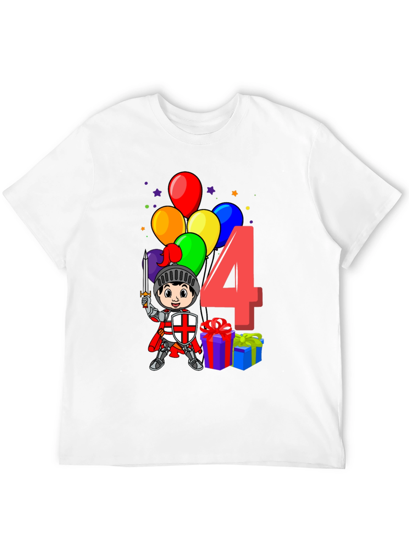 Kids Birthday Knight Number 4 T-Shirt