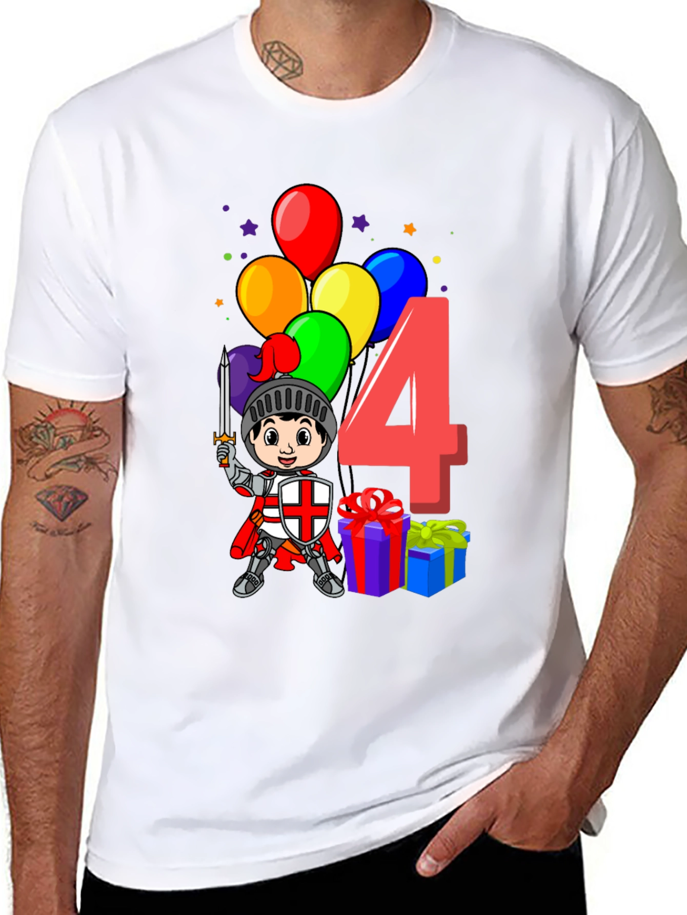 Kids Birthday Knight Number 4 T-Shirt