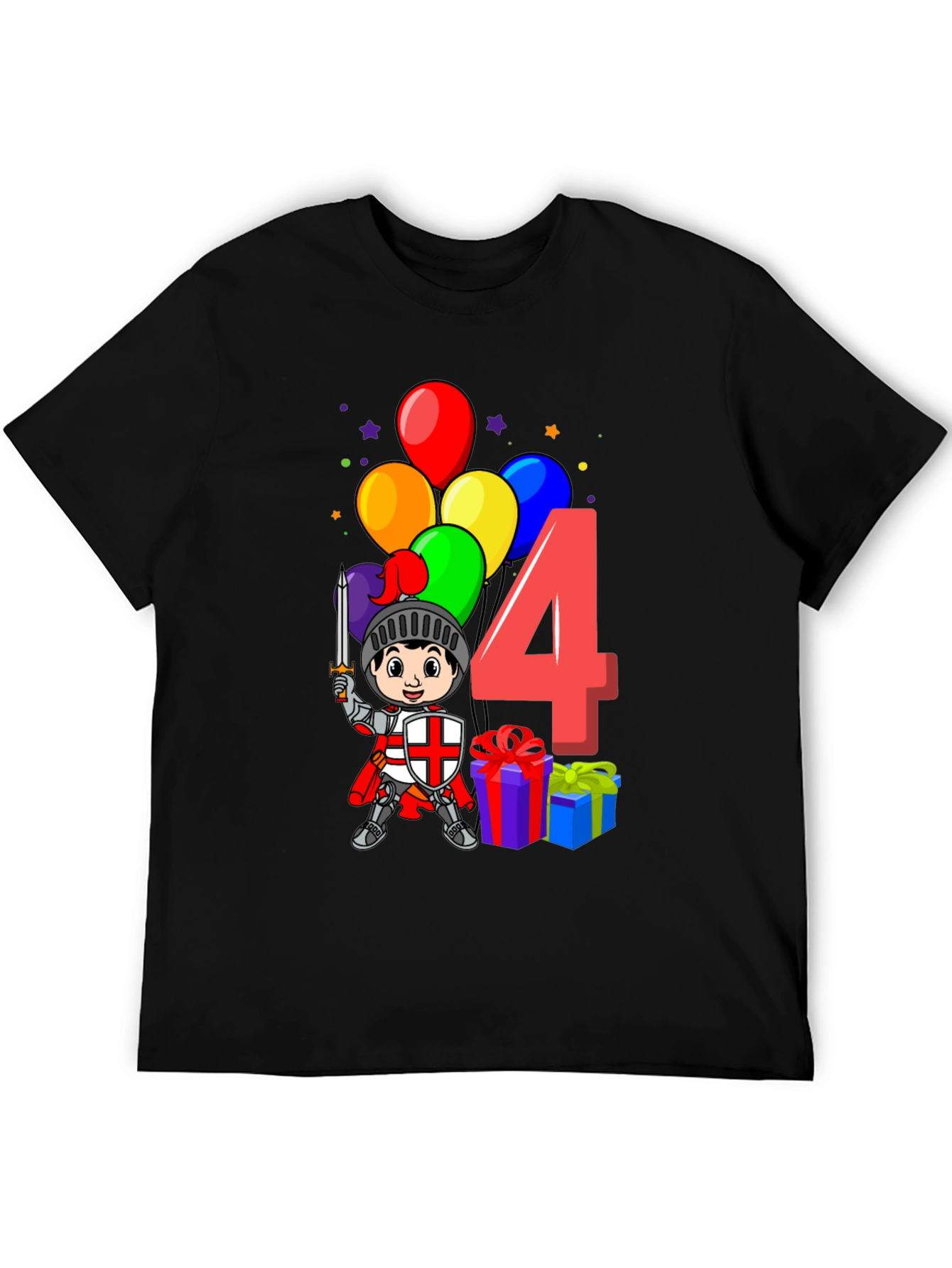 Kids Birthday Knight Number 4 T-Shirt