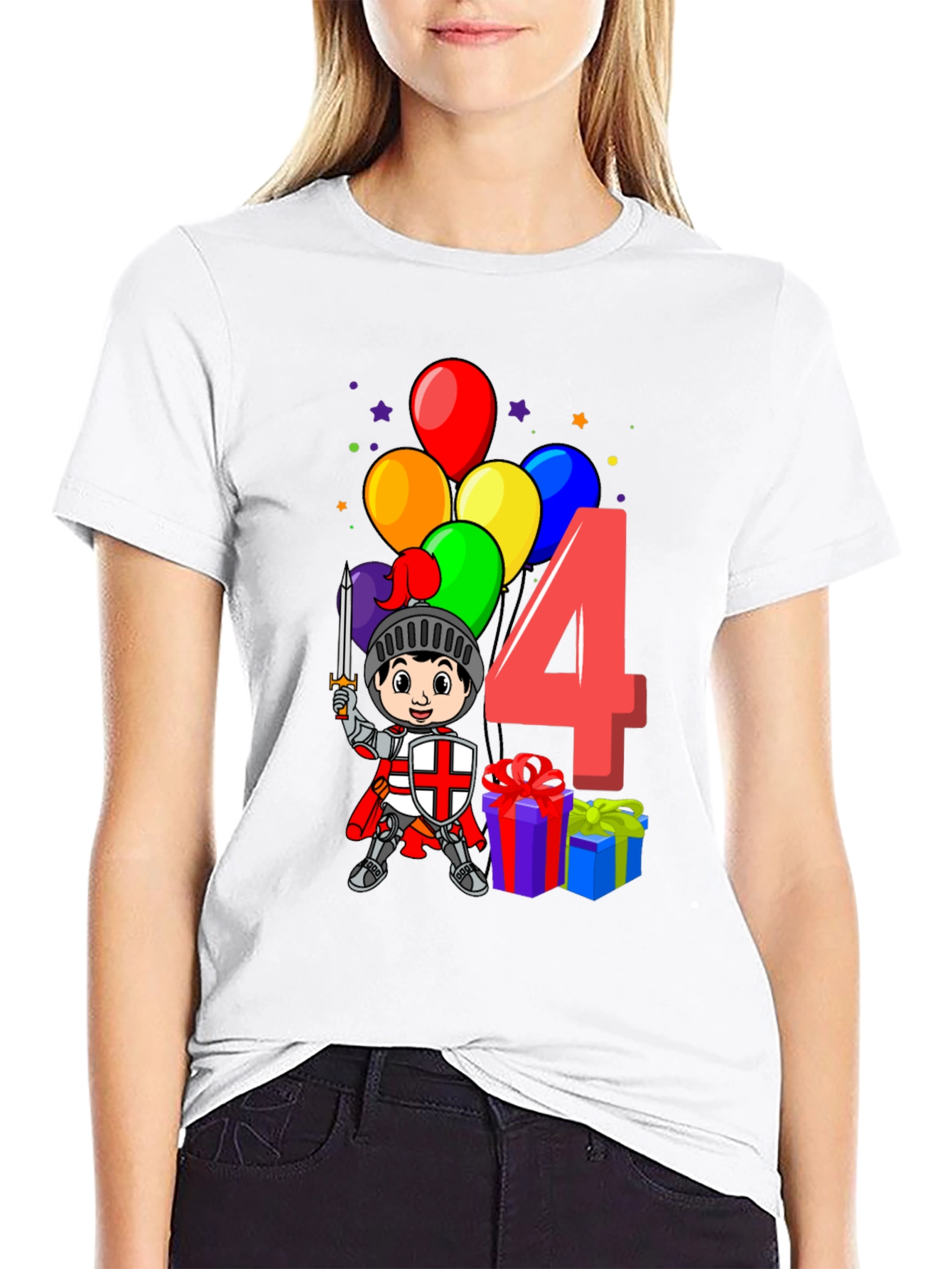 Kids Birthday Knight Number 4 T-Shirt