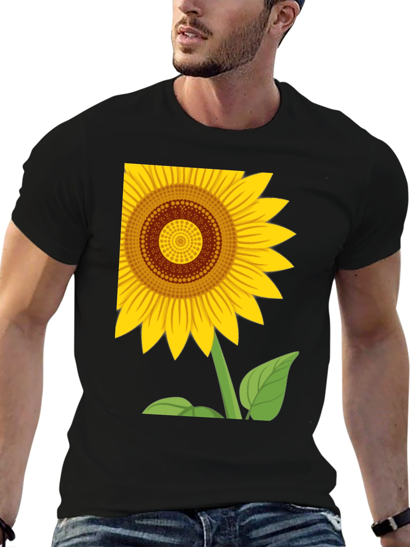 Sunflower Graphic T-Shirt - Black Cotton Tee