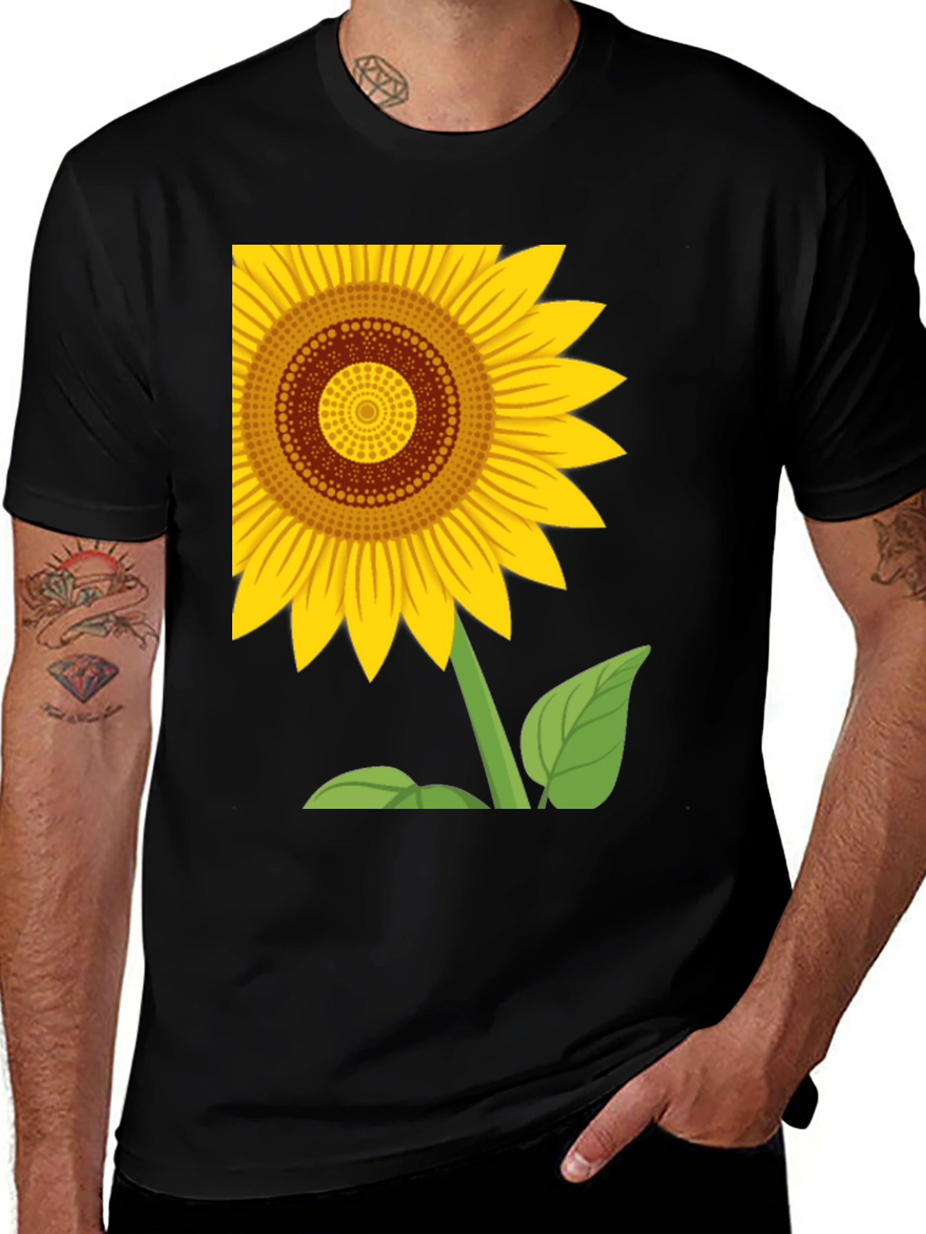 Sunflower Graphic T-Shirt - Black Cotton Tee