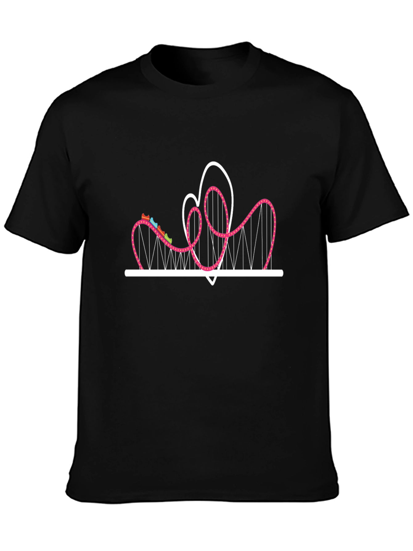 Roller Coaster Heart Graphic Tee - Black