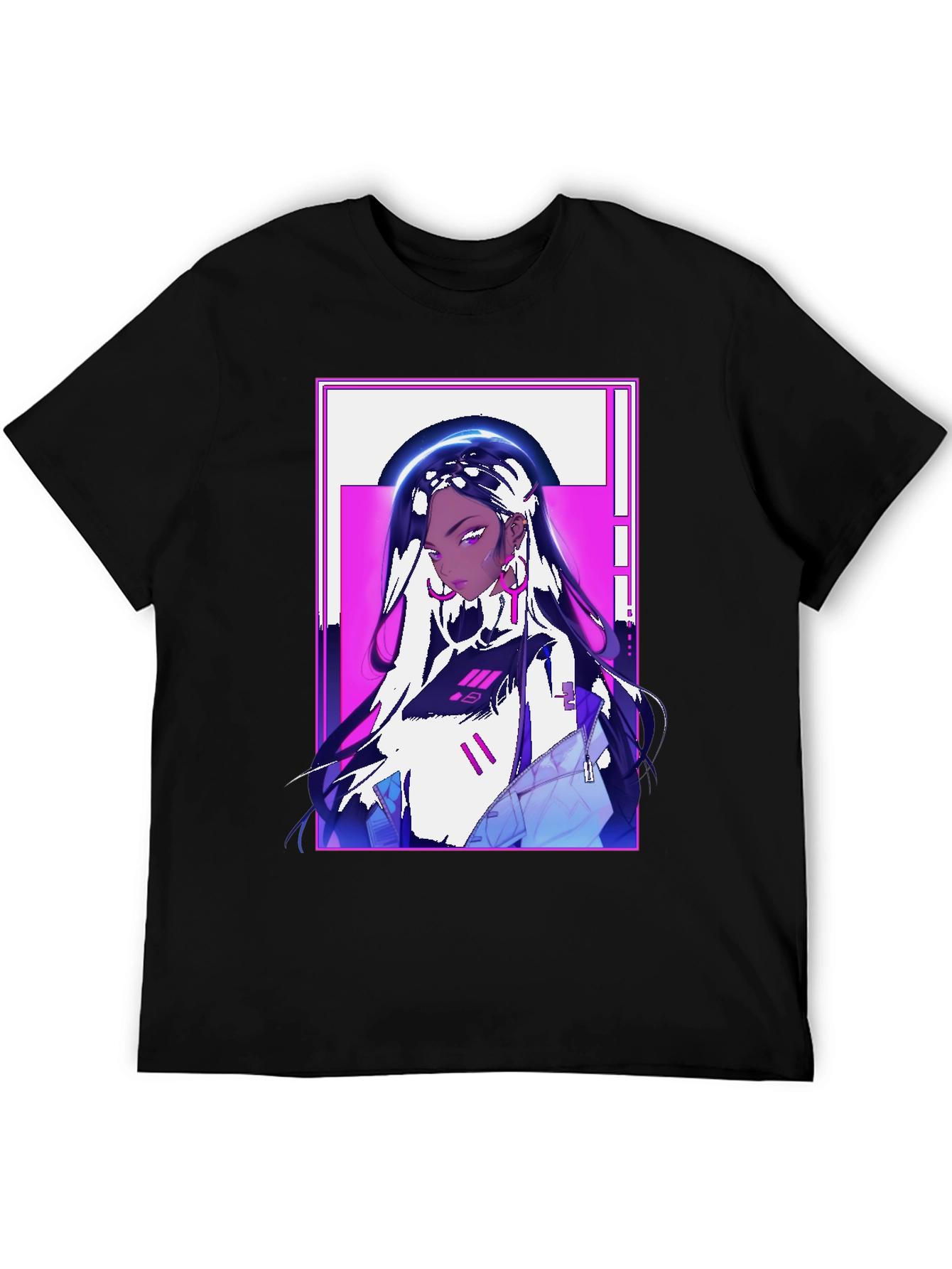 Anime Girl Graphic Print Black Tee