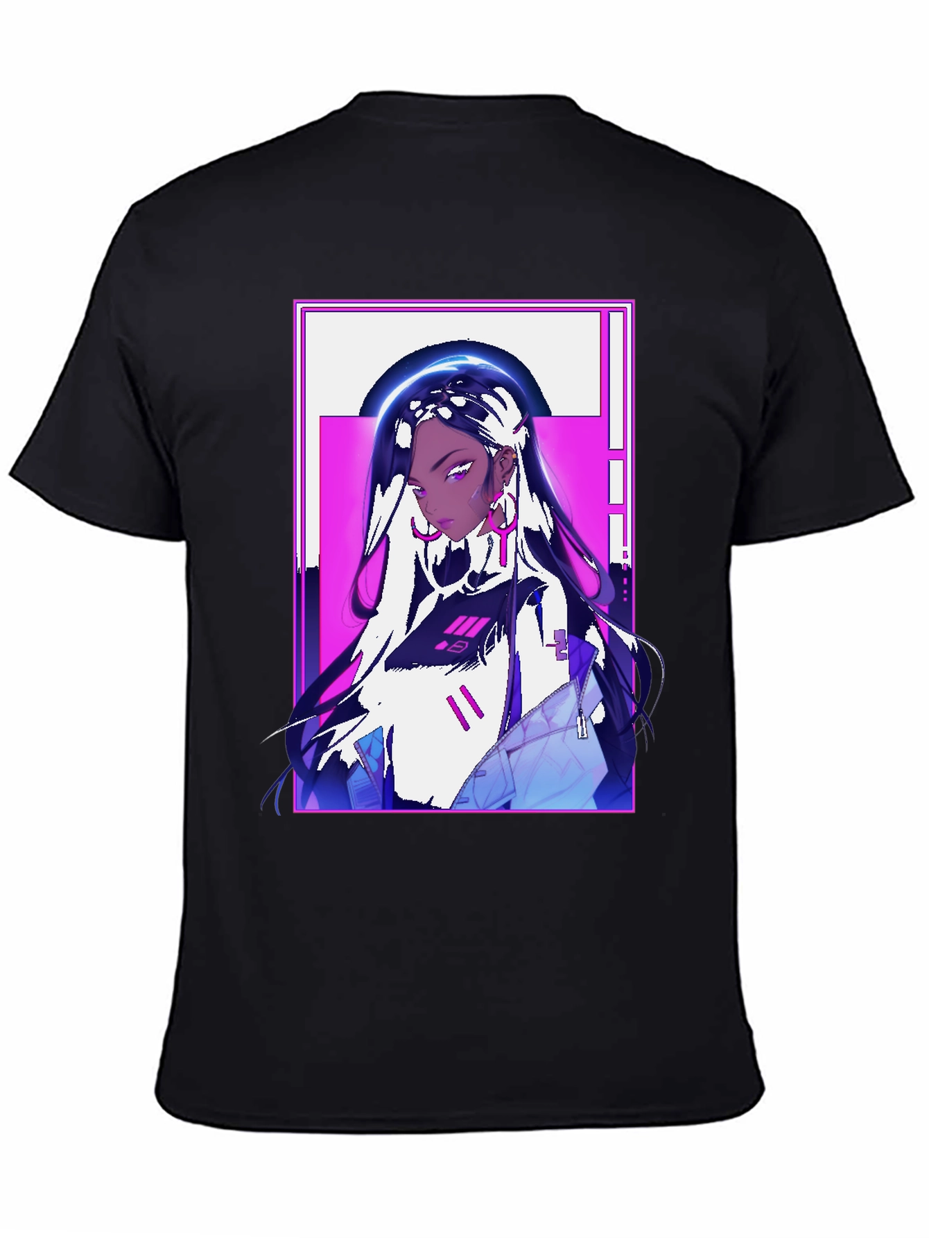 Anime Girl Graphic Print Black Tee