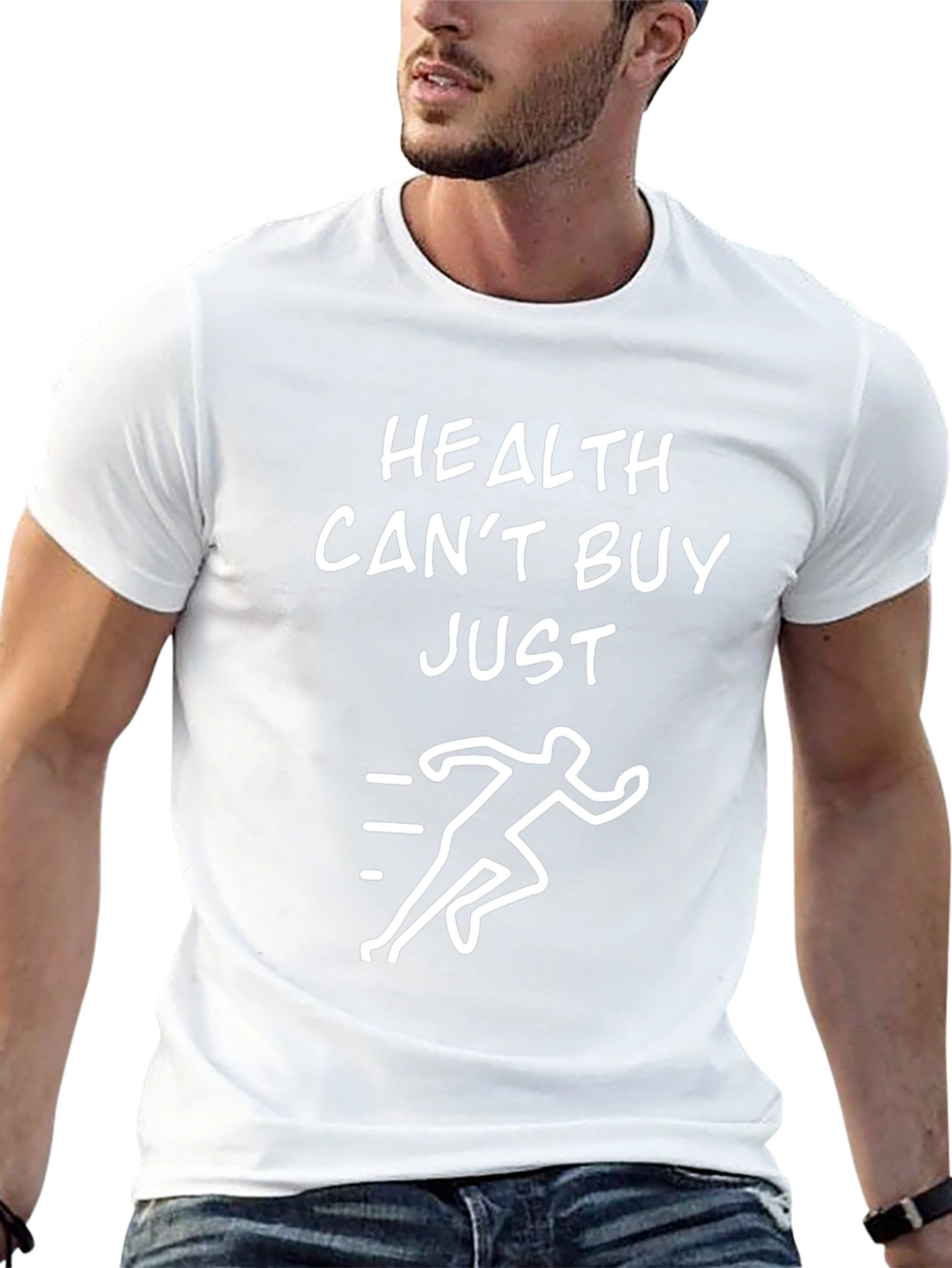 Health Cant Buy Just Run Black Graphic Tee