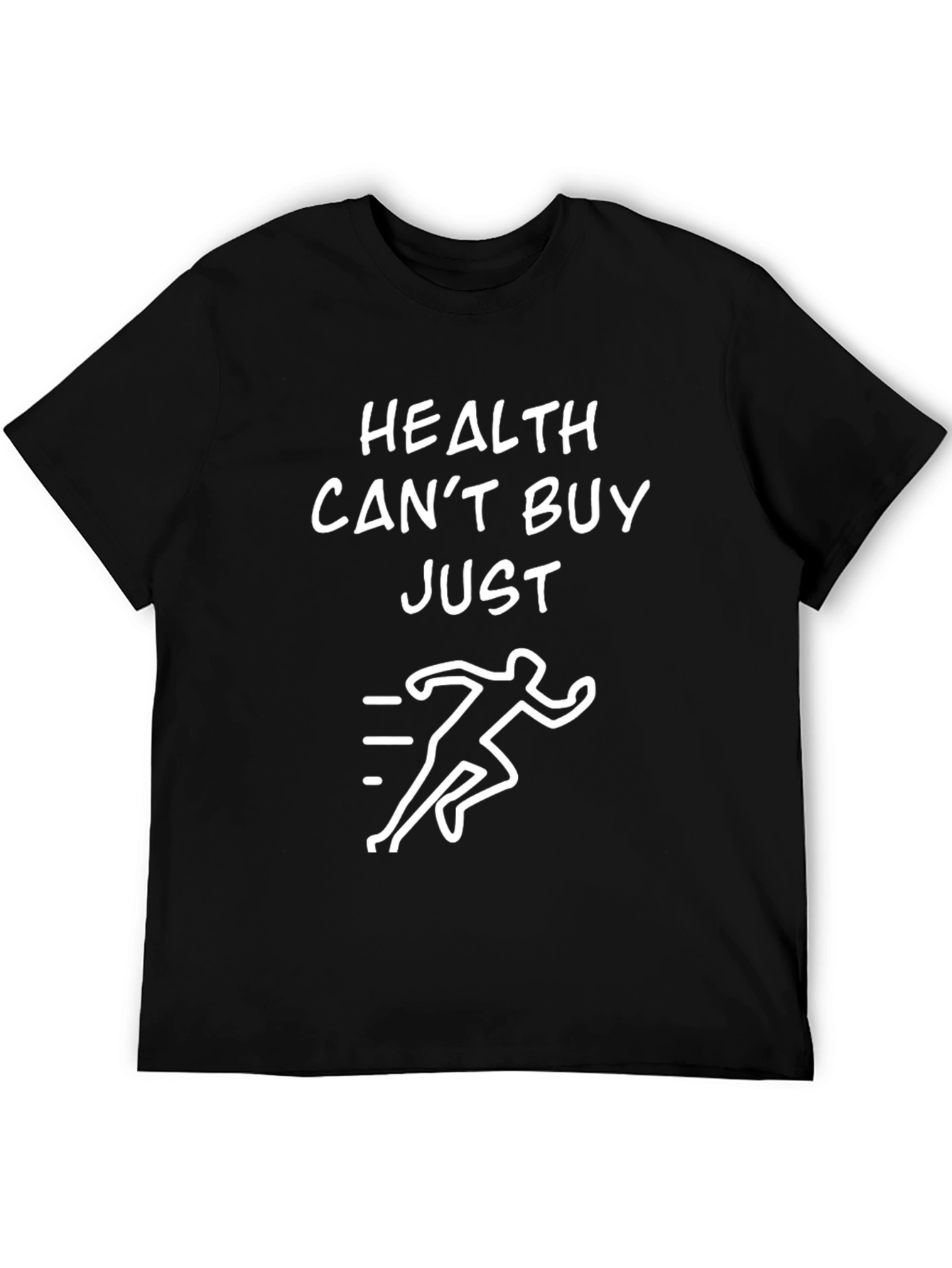 Health Cant Buy Just Run Black Graphic Tee