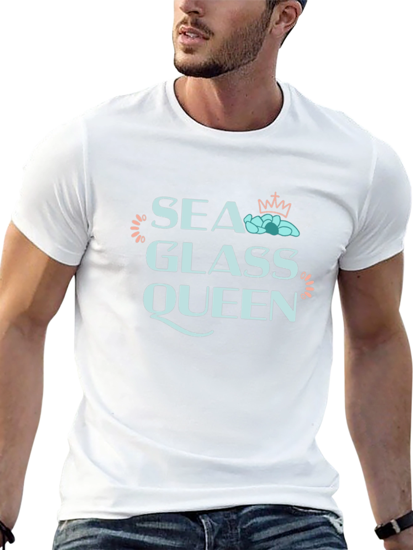 Sea Glass Queen Black T-Shirt