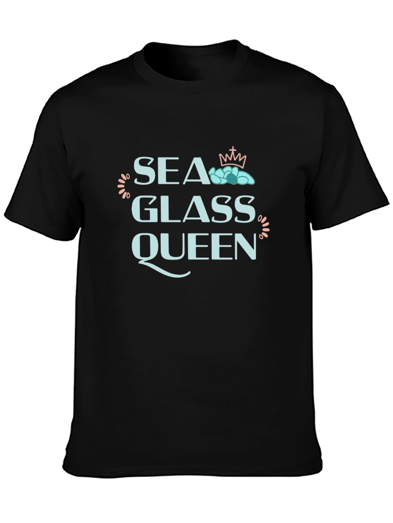 Sea Glass Queen Black T-Shirt