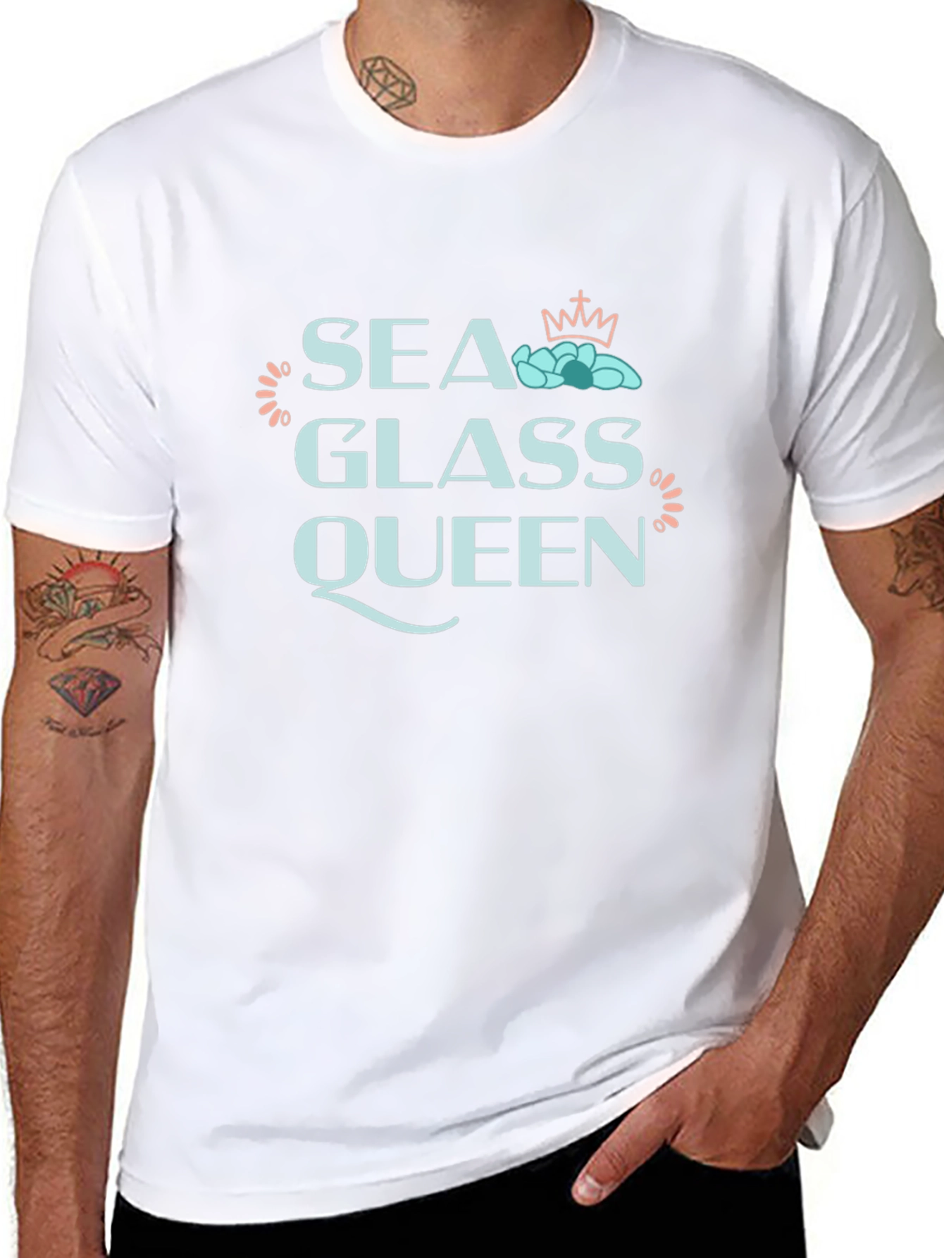 Sea Glass Queen Black T-Shirt