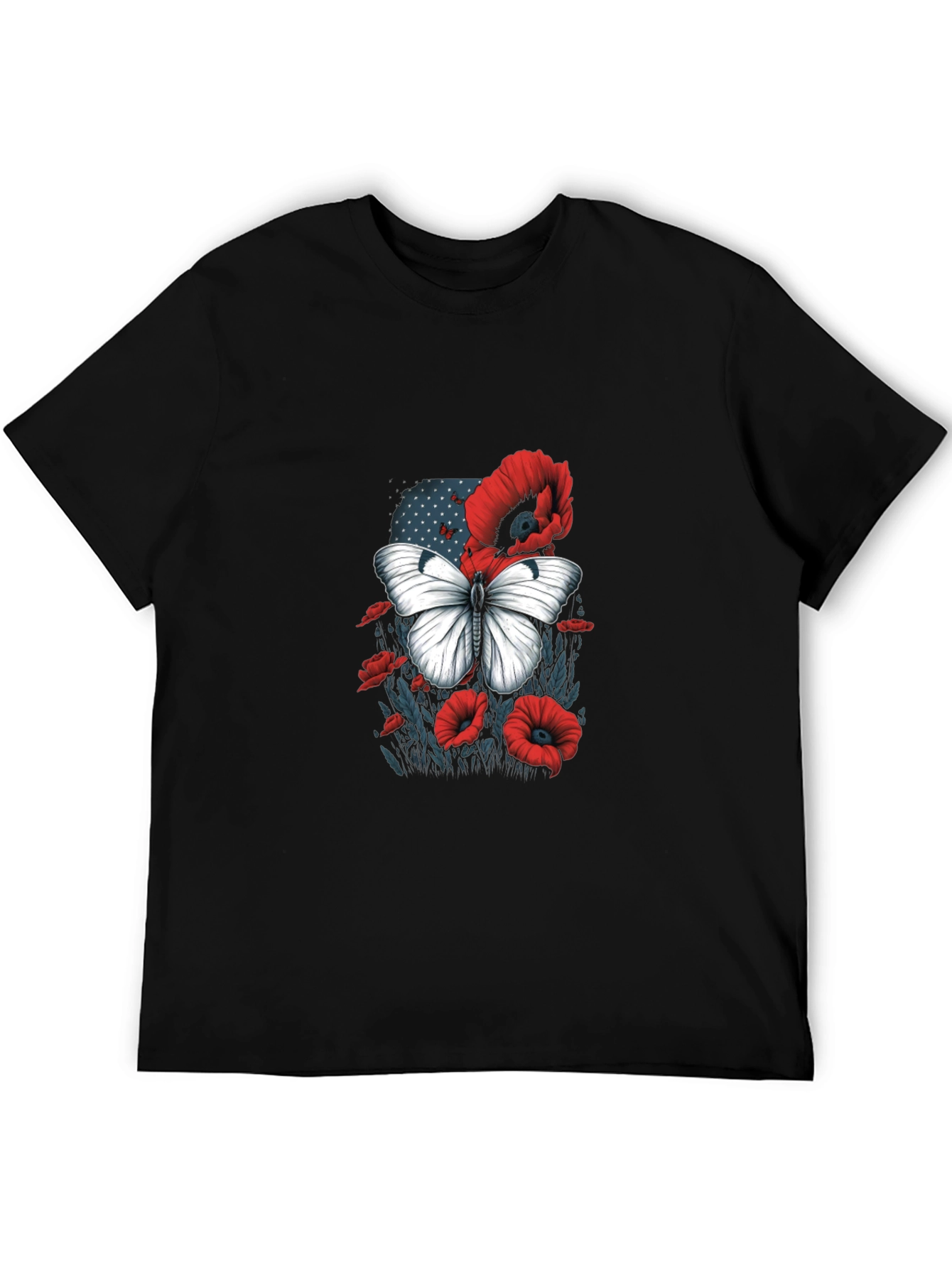 Butterfly & Poppy Graphic Tee - Classic Black T-Shirt