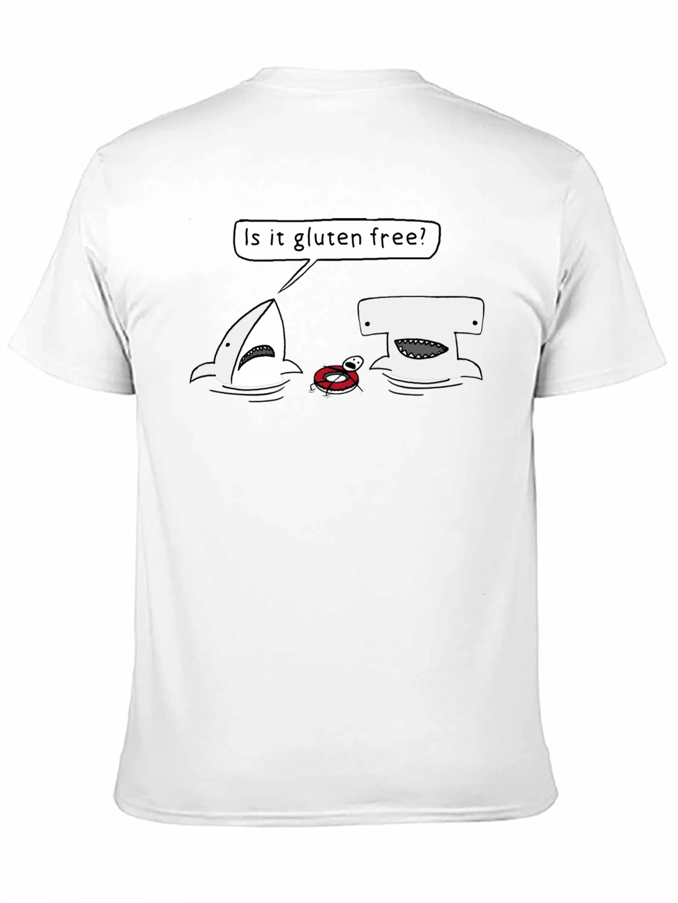 Gluten-Free Shark Humor Graphic T-Shirt