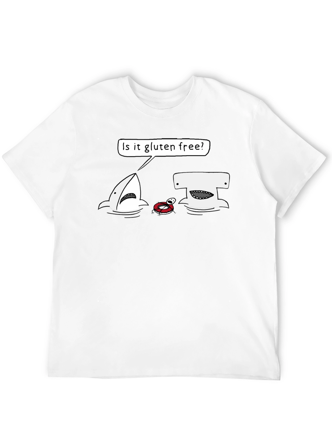 Gluten-Free Shark Humor Graphic T-Shirt