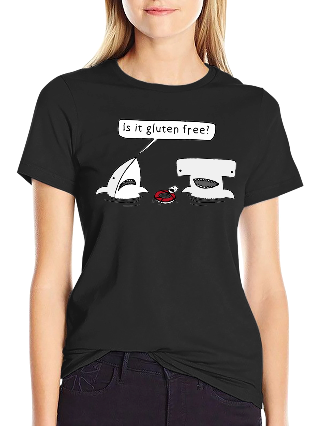 Gluten-Free Shark Humor Graphic T-Shirt