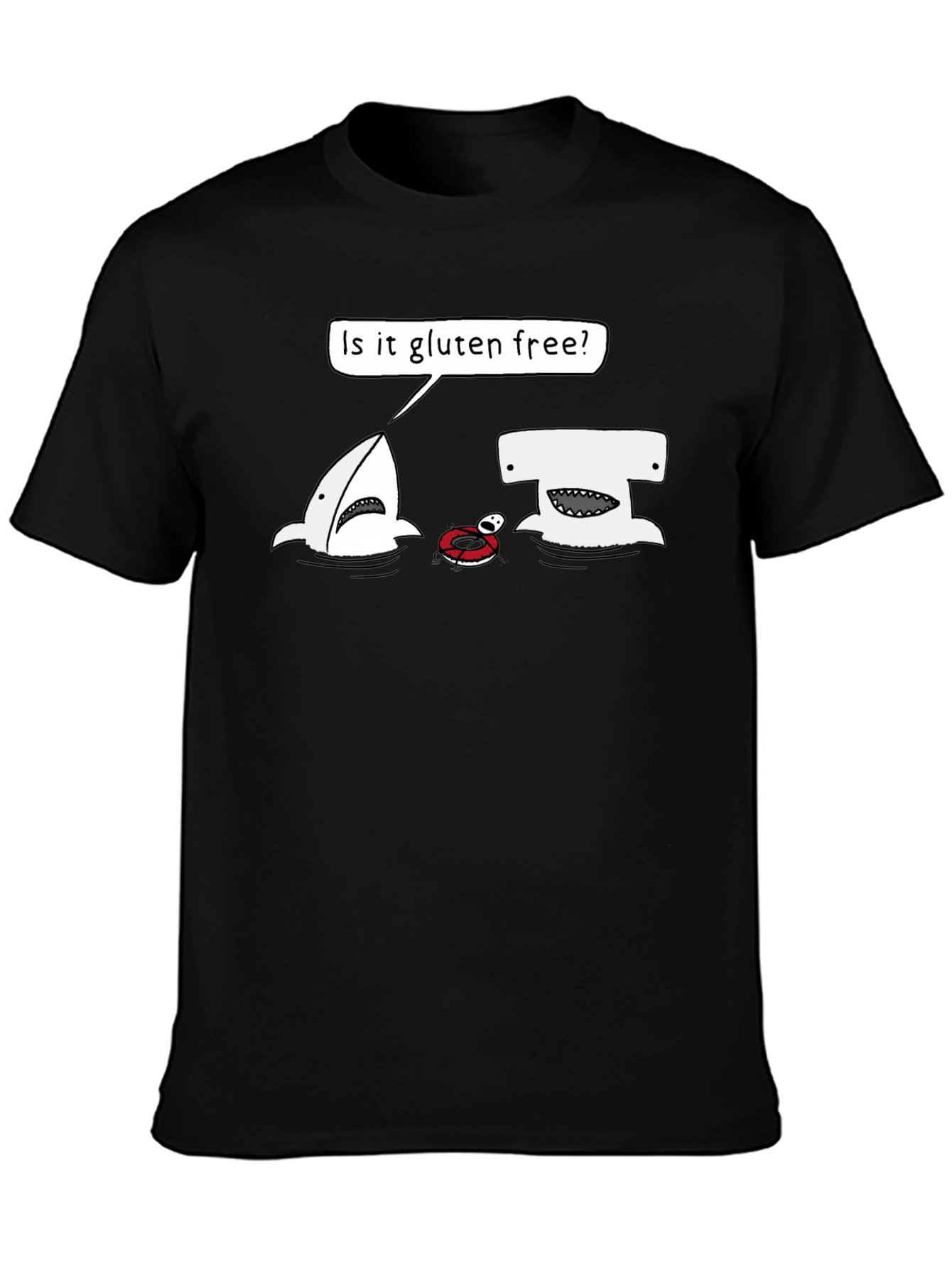 Gluten-Free Shark Humor Graphic T-Shirt