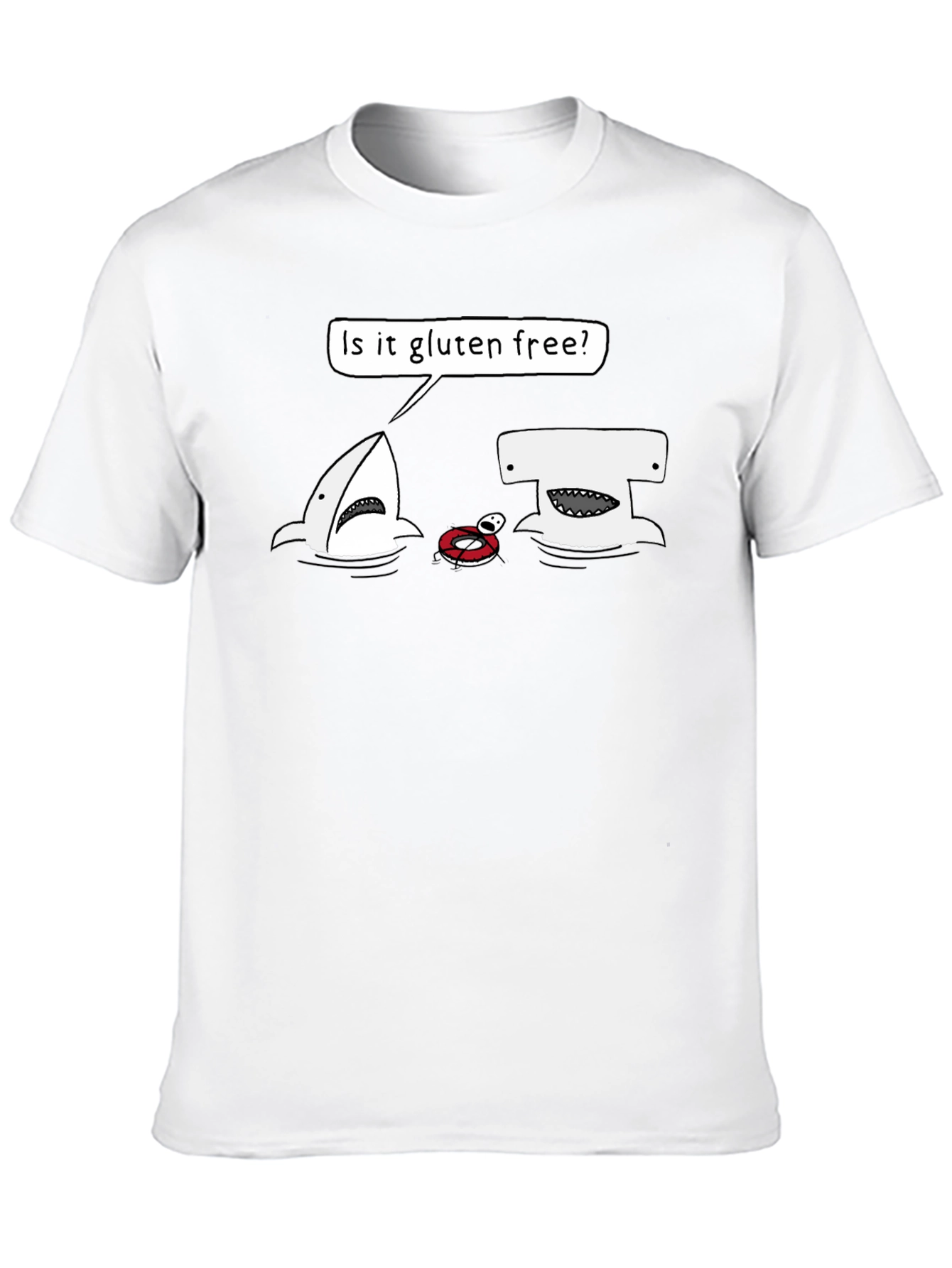 Gluten-Free Shark Humor Graphic T-Shirt