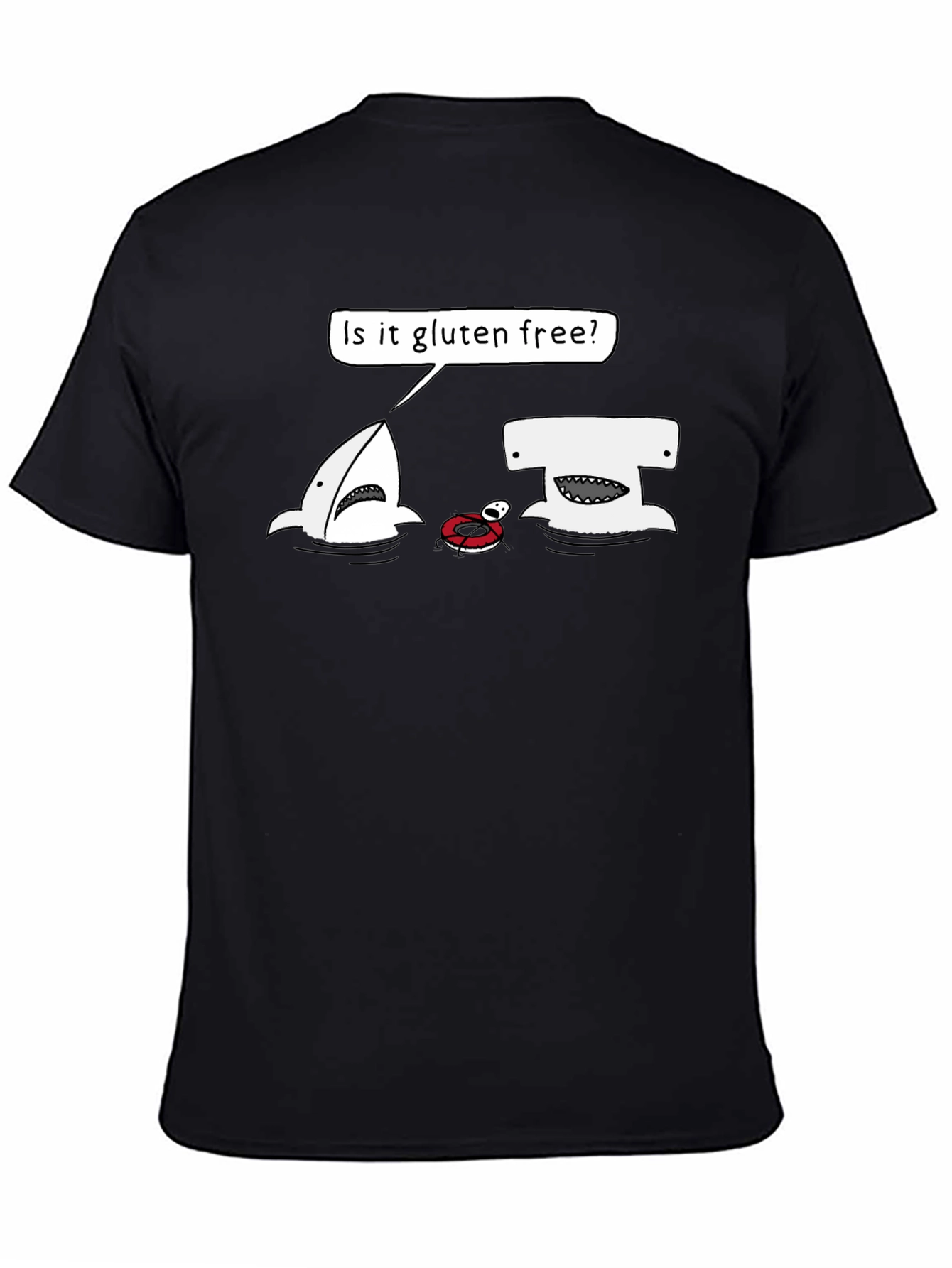 Gluten-Free Shark Humor Graphic T-Shirt