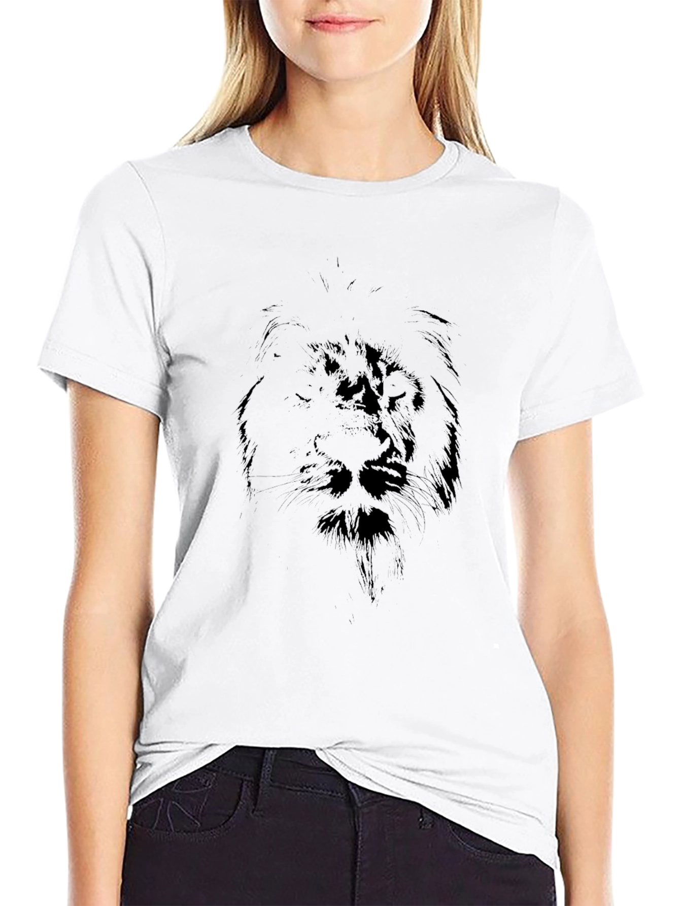 Lion Sketch Graphic Tee - Black