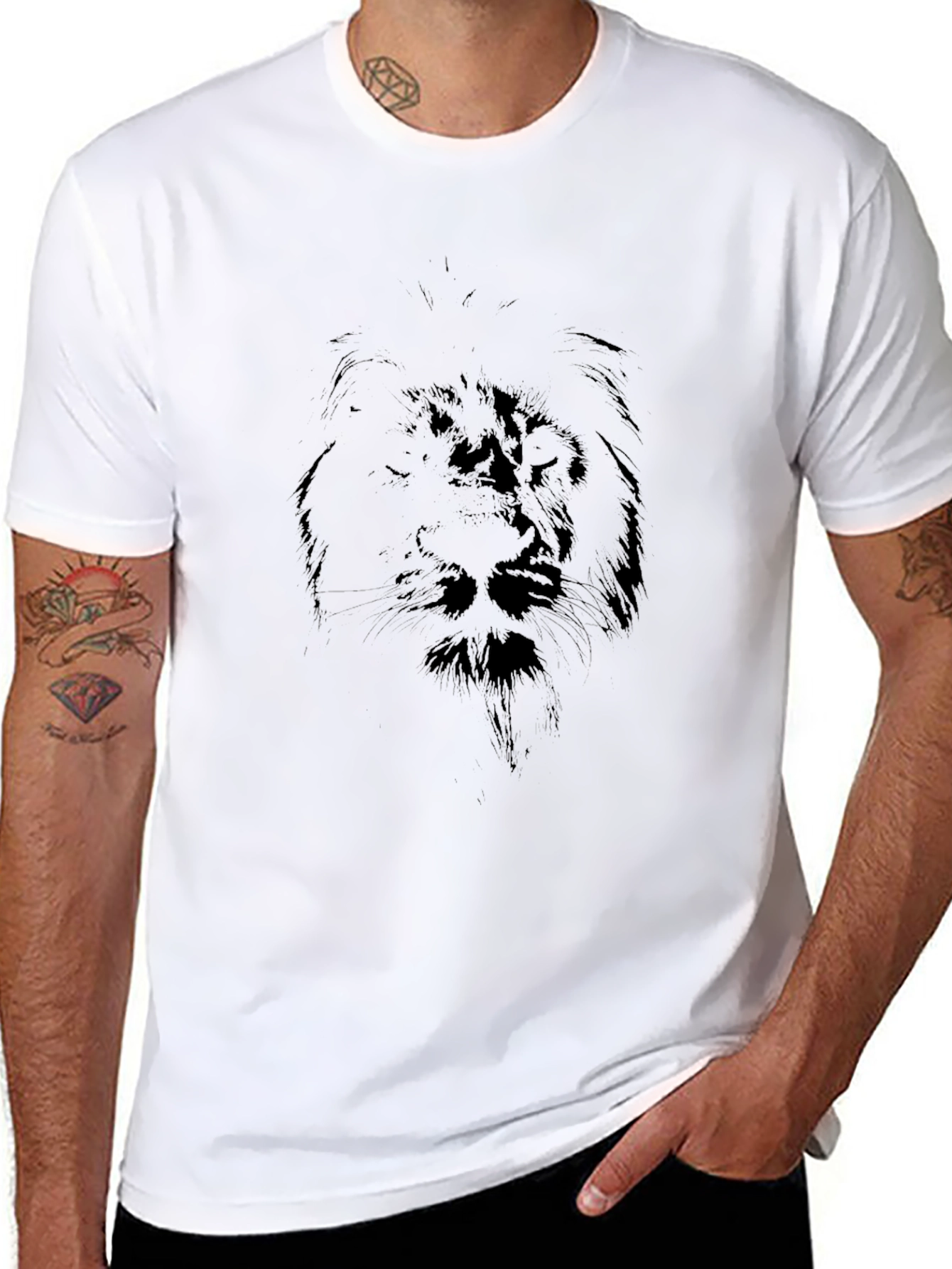Lion Sketch Graphic Tee - Black