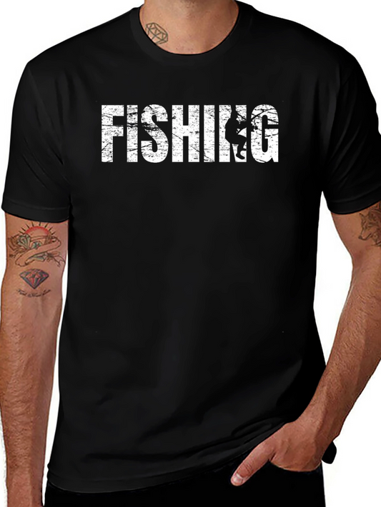 Fishing Graphic Tee - Black Cotton Comfort