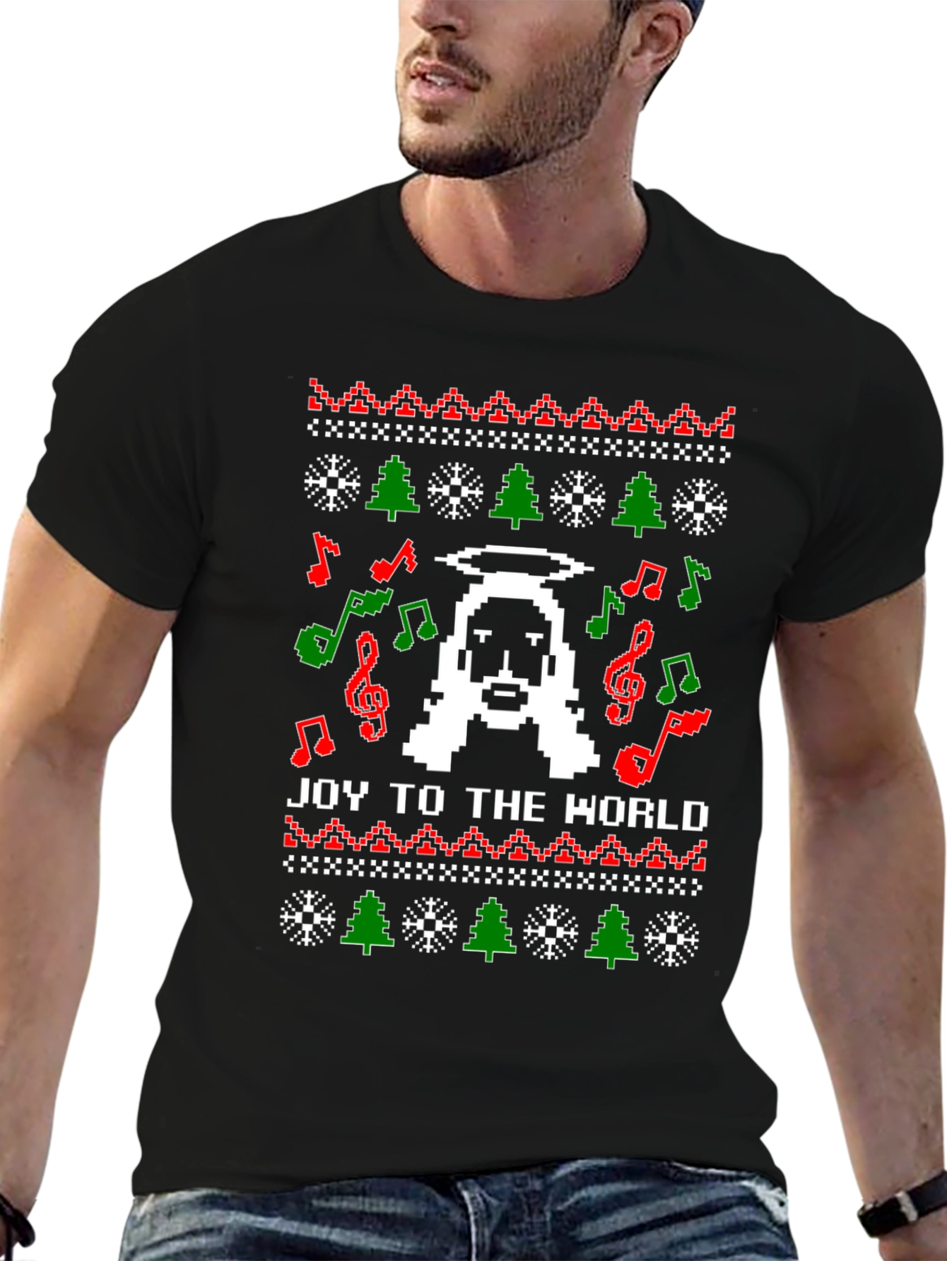 Pixel Jesus Ugly Christmas Sweater T-Shirt