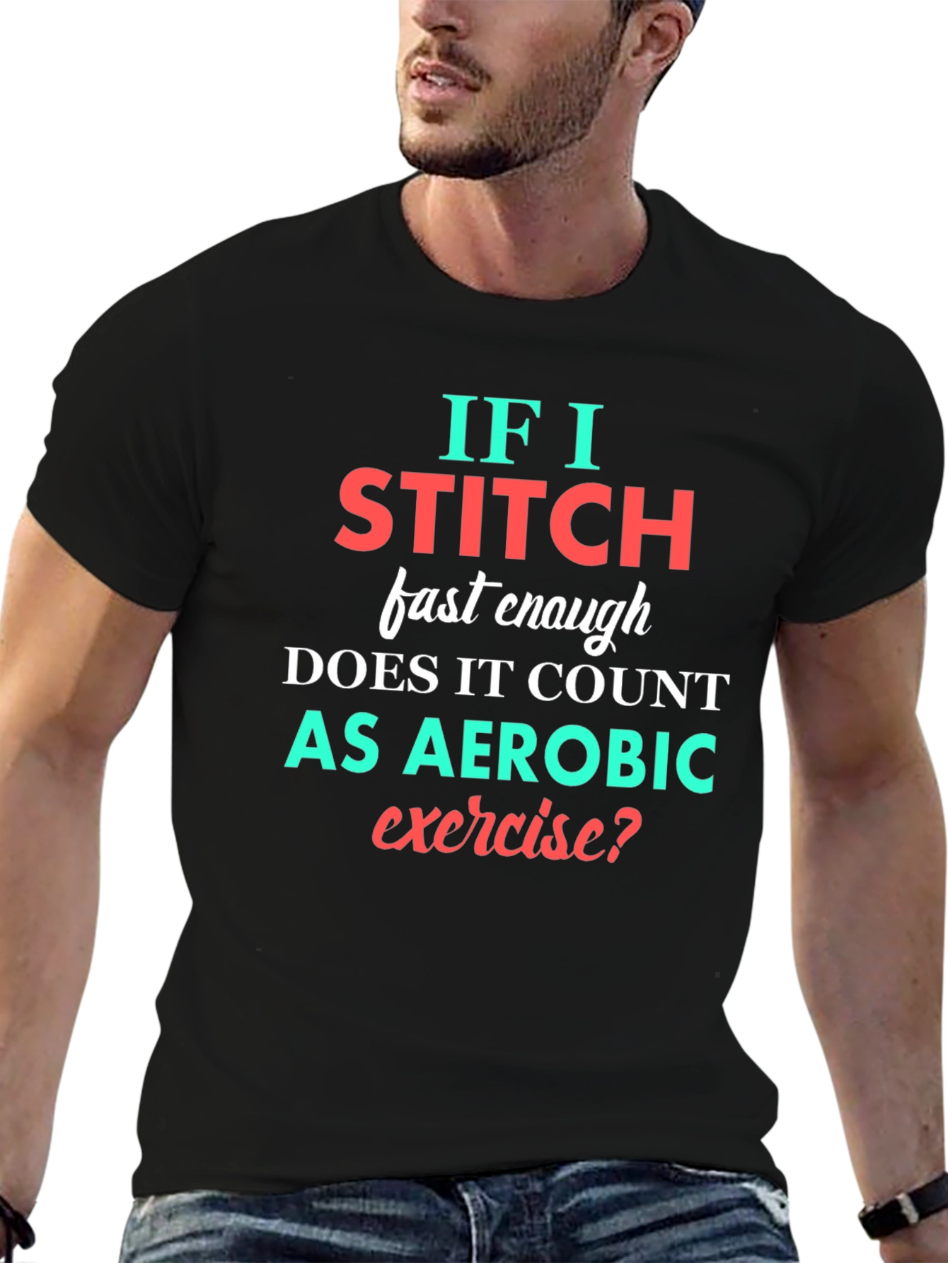 Funny Stitching Aerobic Exercise T-Shirt