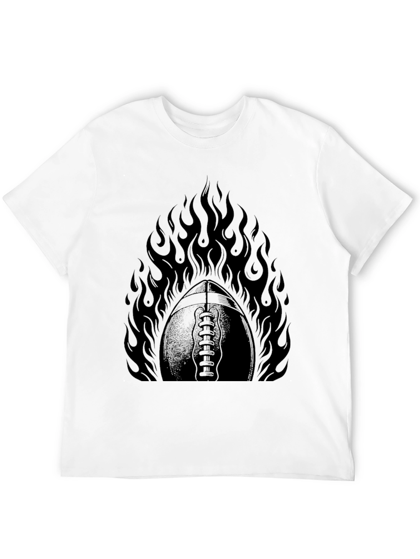 Fiery Football Graphic Tee - Black Cotton