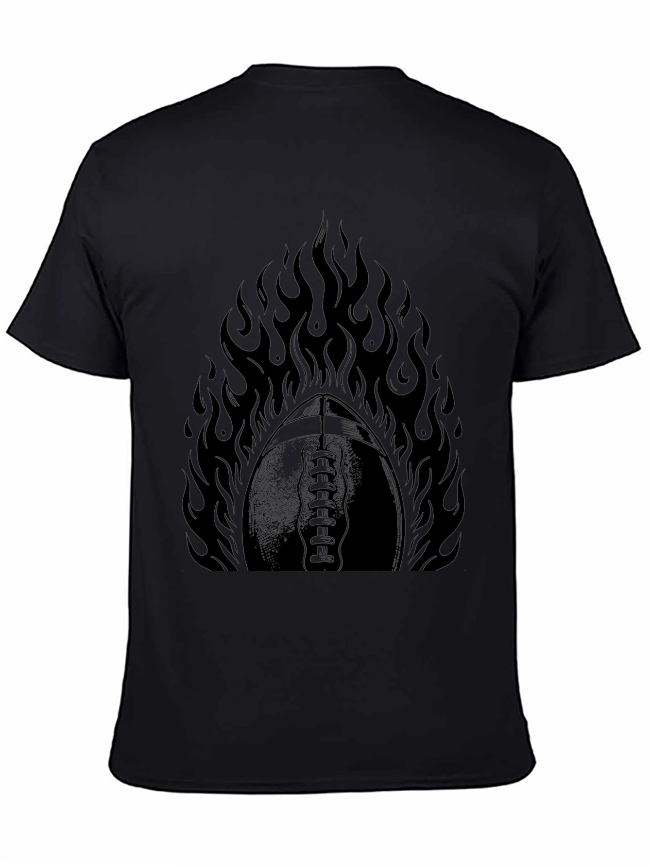 Fiery Football Graphic Tee - Black Cotton