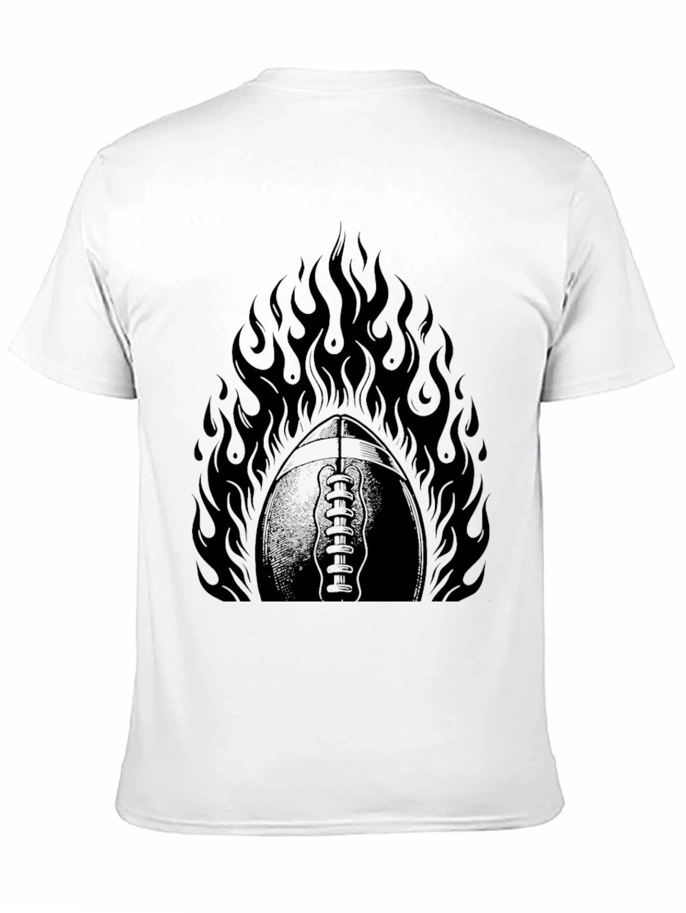 Fiery Football Graphic Tee - Black Cotton