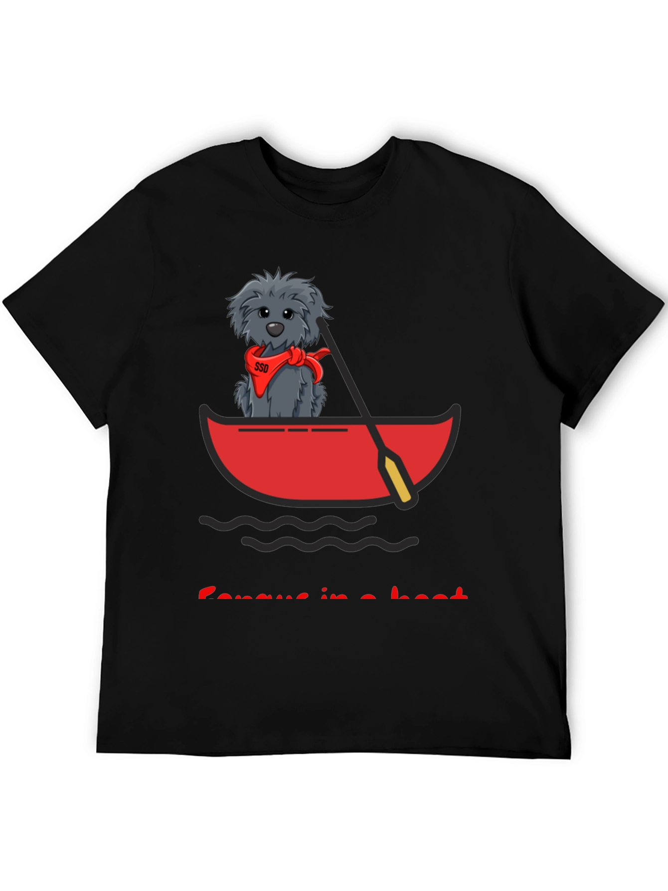 Dog in Boat T-Shirt - Cartoon Graphic Tee