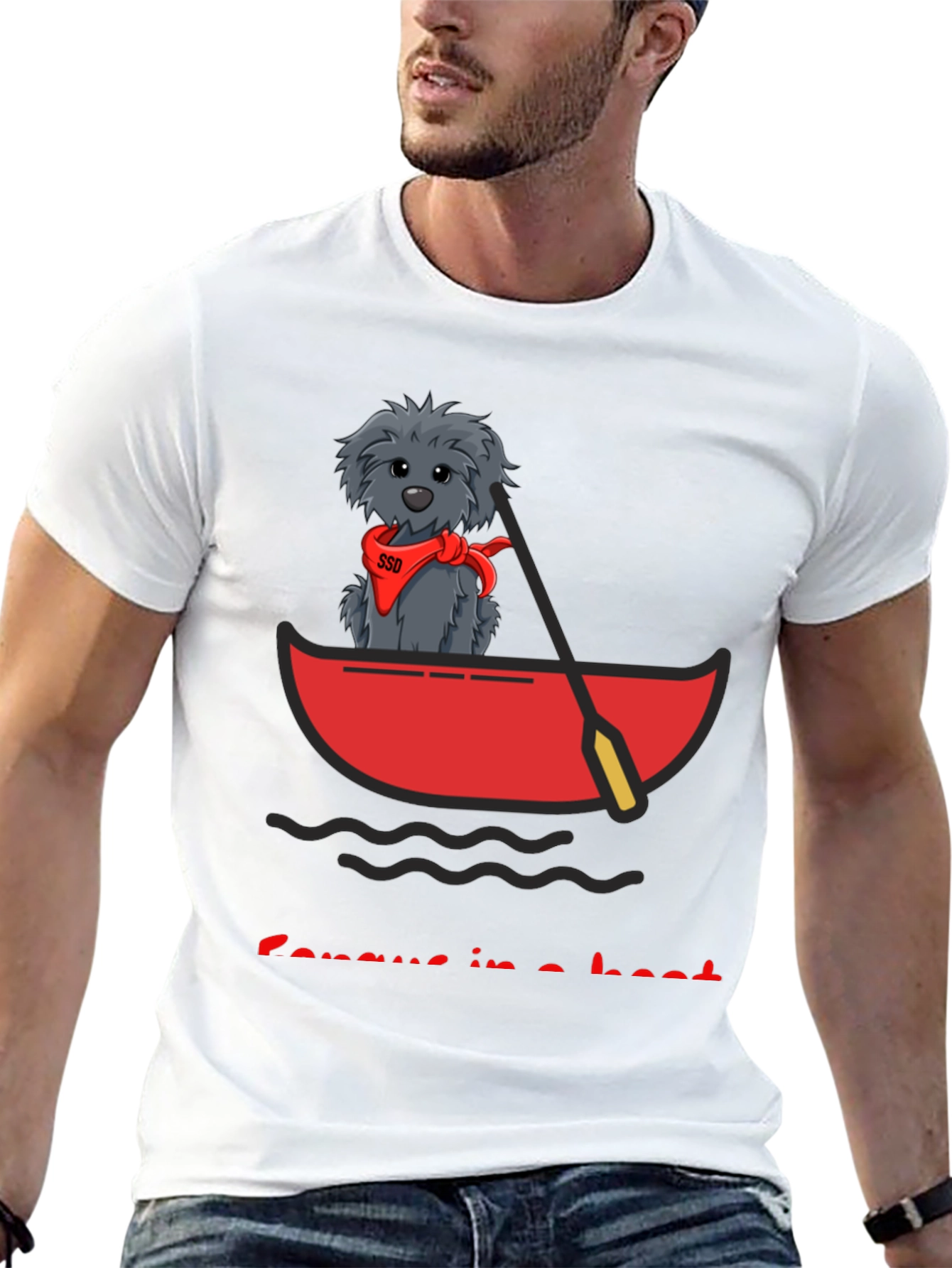 Dog in Boat T-Shirt - Cartoon Graphic Tee