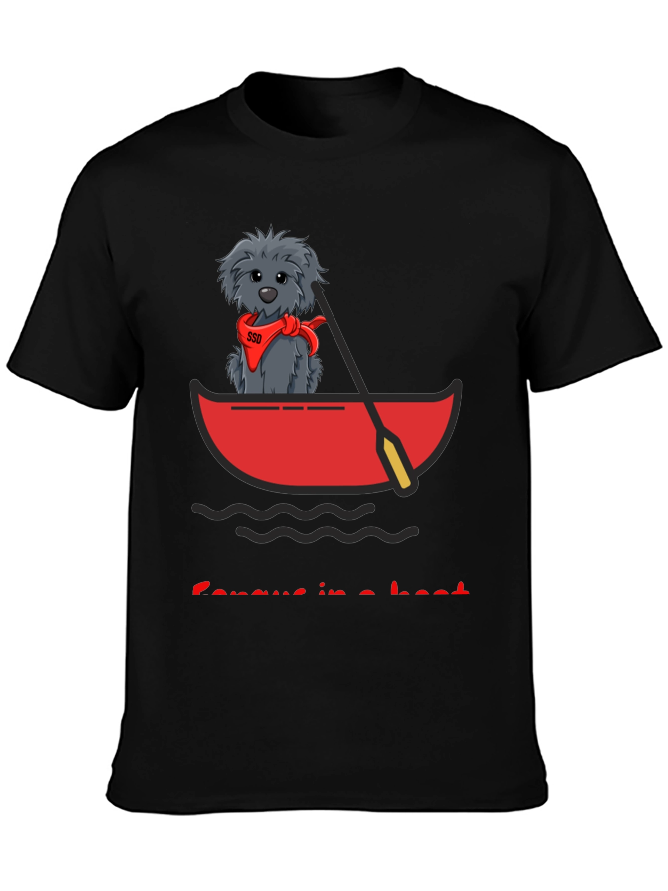 Dog in Boat T-Shirt - Cartoon Graphic Tee