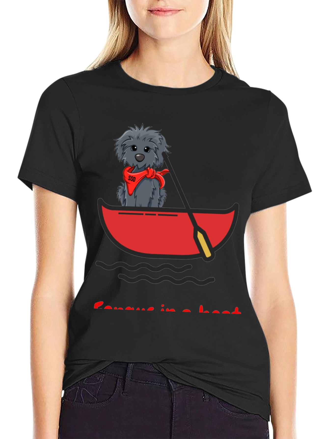 Dog in Boat T-Shirt - Cartoon Graphic Tee