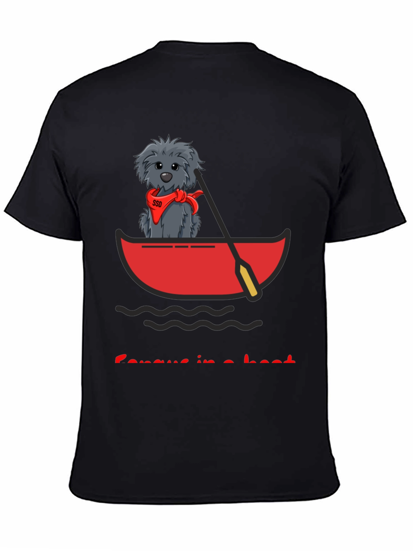 Dog in Boat T-Shirt - Cartoon Graphic Tee