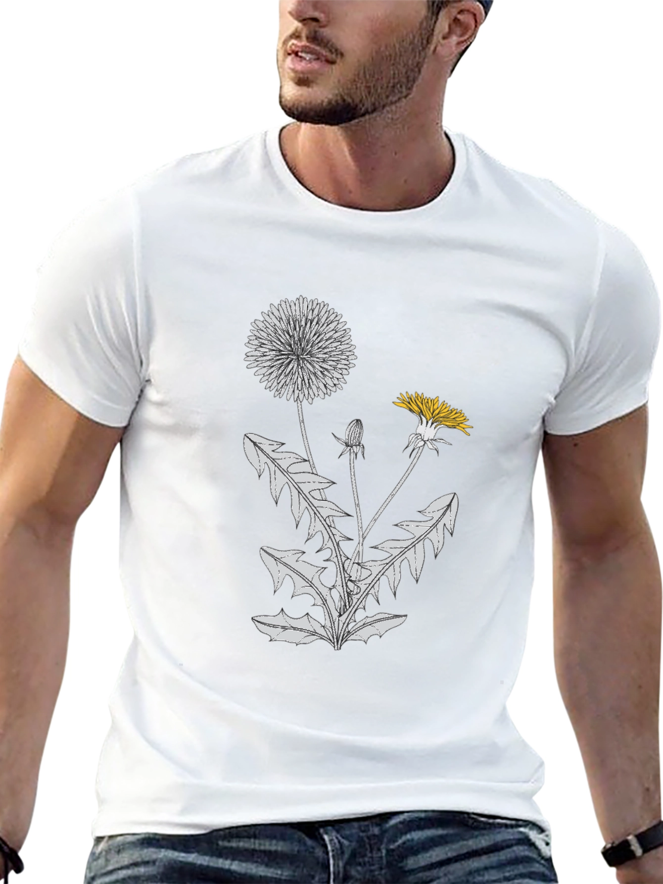 Dandelion Graphic Tee - Black Cotton Blend