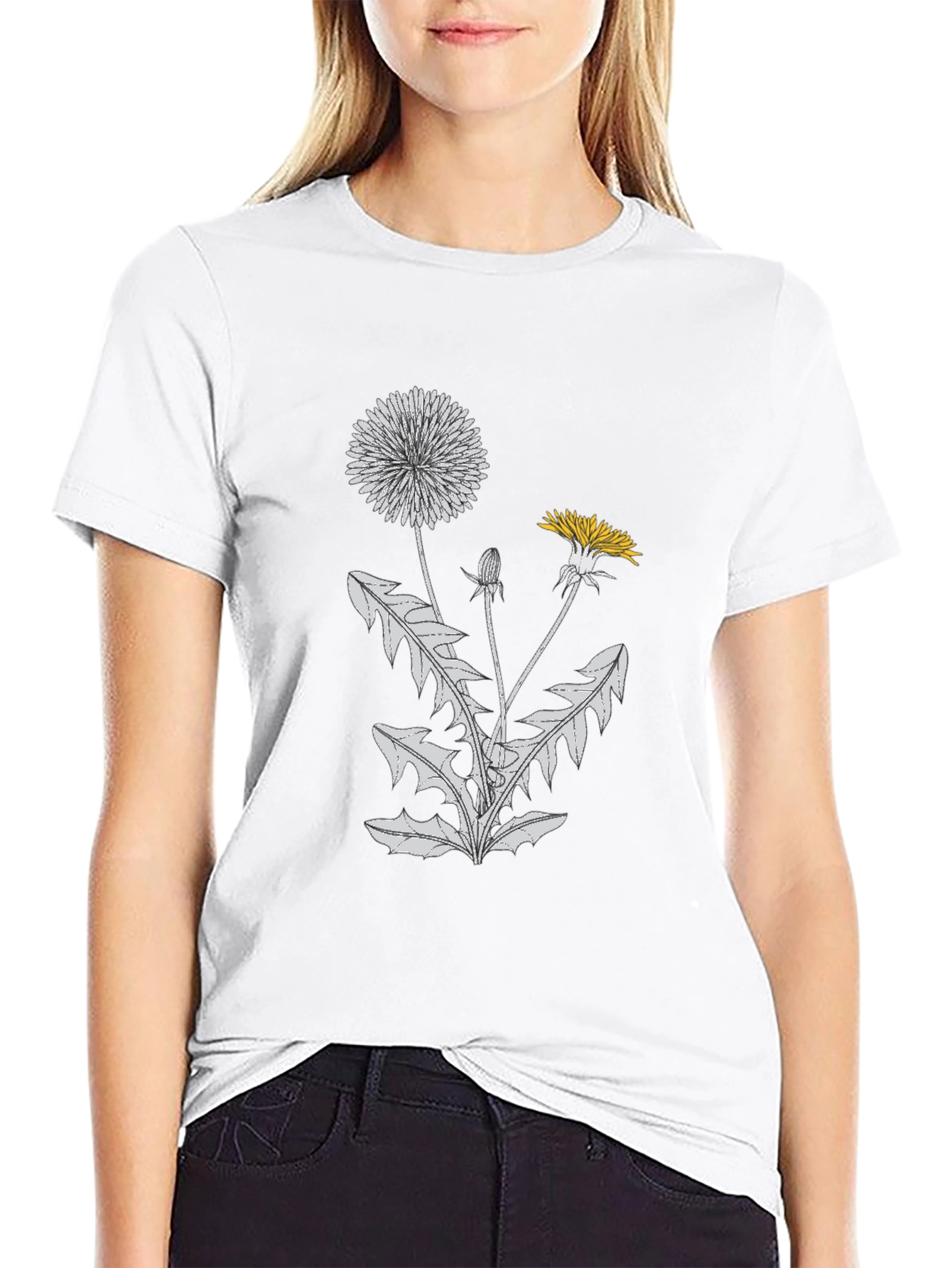 Dandelion Graphic Tee - Black Cotton Blend