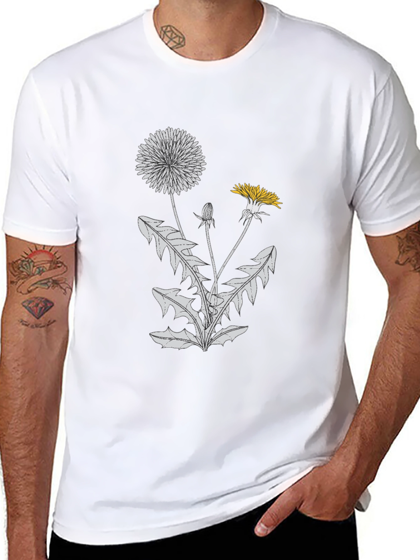 Dandelion Graphic Tee - Black Cotton Blend