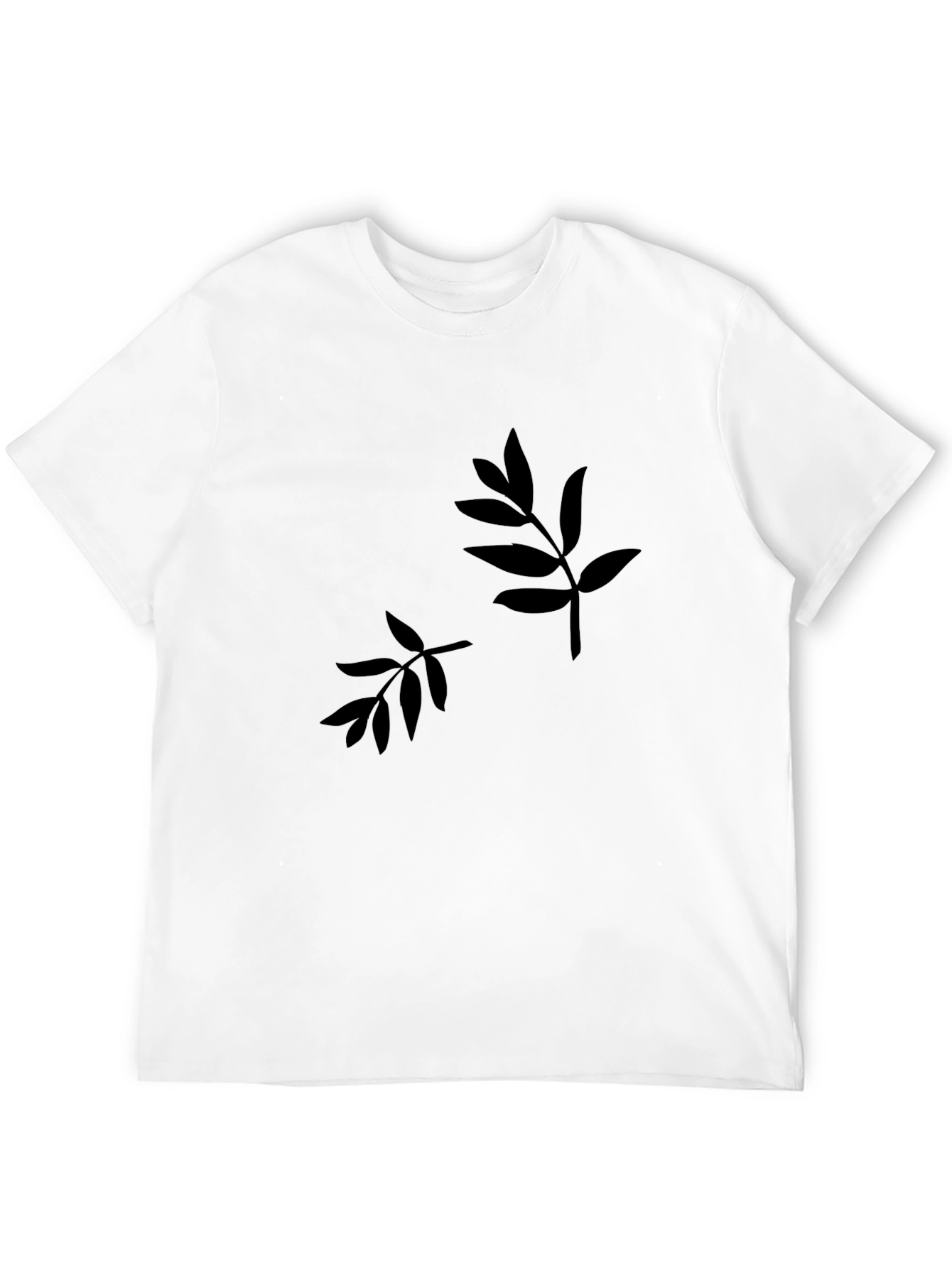 Minimalist Leaf Design Black T-Shirt