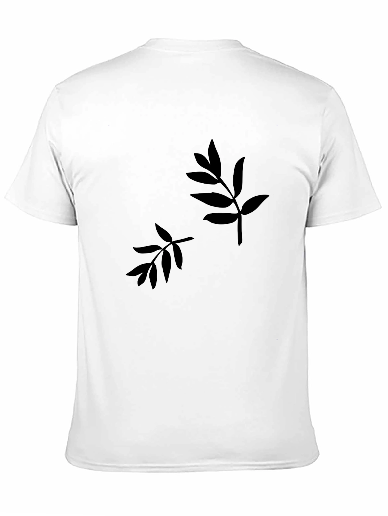 Minimalist Leaf Design Black T-Shirt