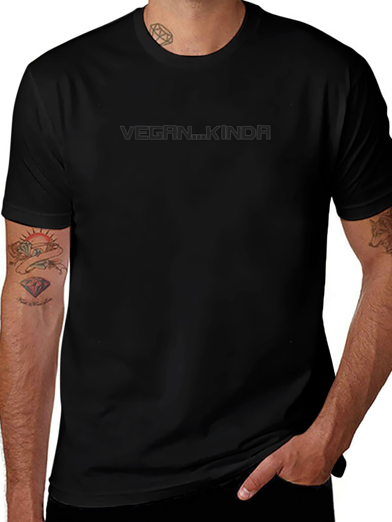 Vegan...Kinda Black Crew Neck T-Shirt