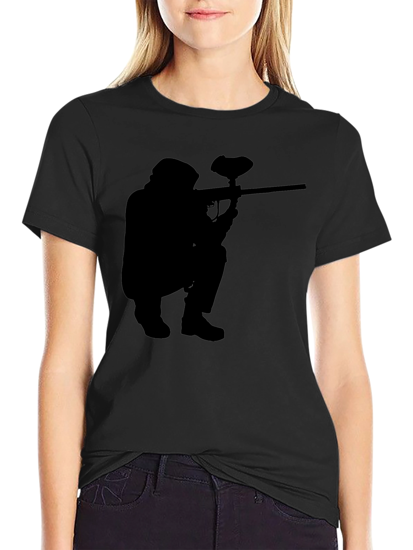 Paintball Player Silhouette Black T-Shirt