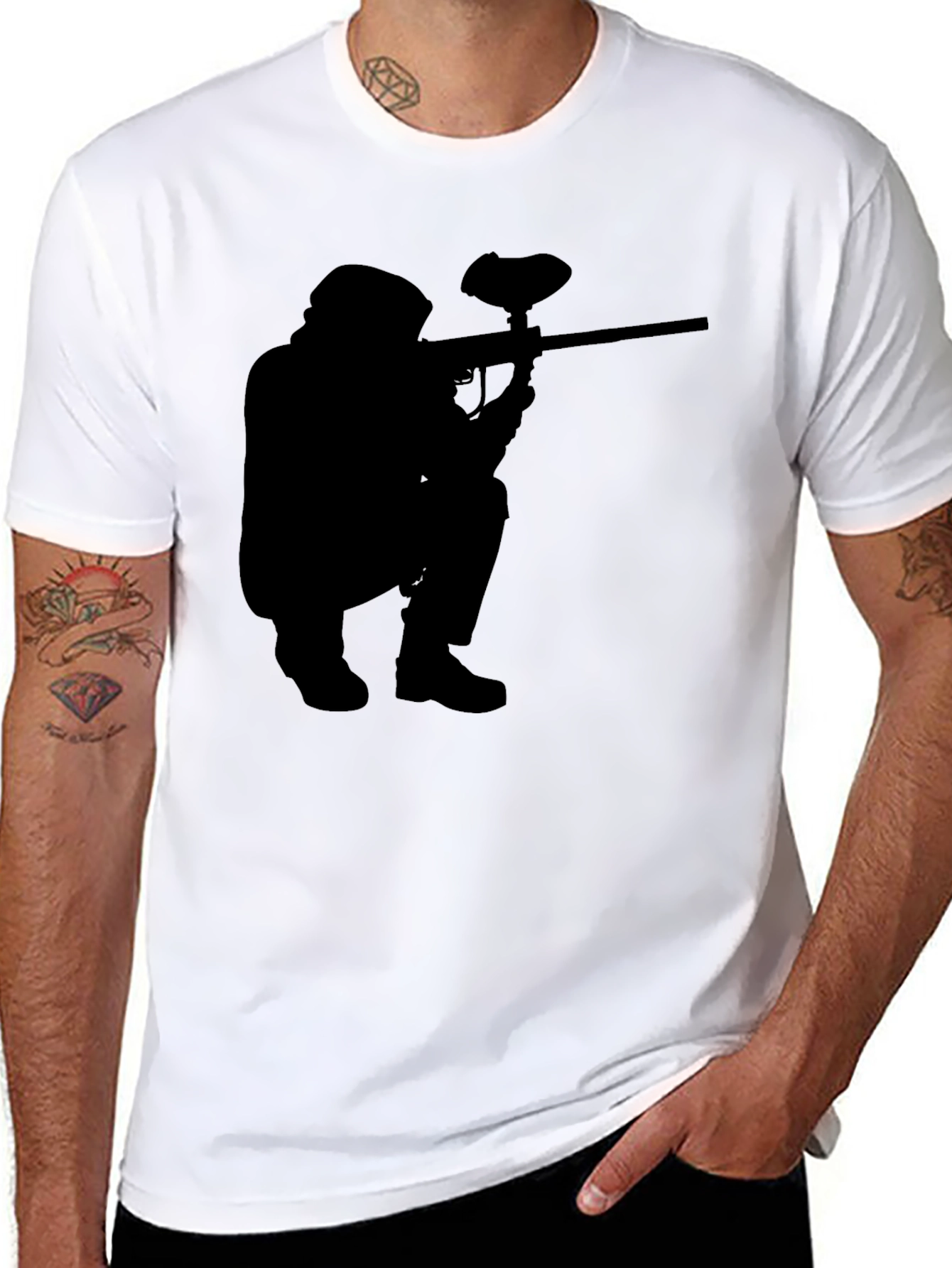 Paintball Player Silhouette Black T-Shirt