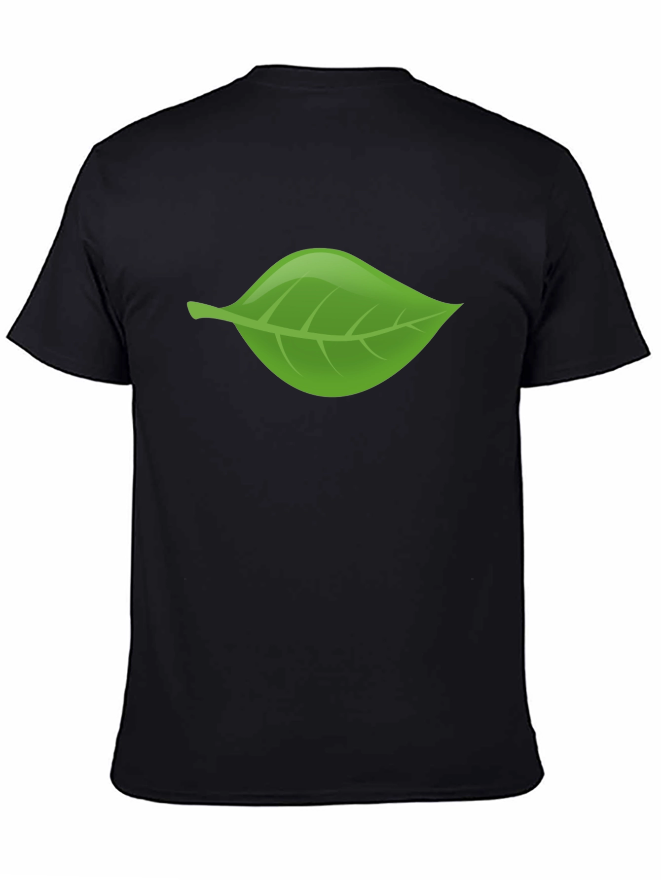 Green Leaf Graphic Black T-Shirt